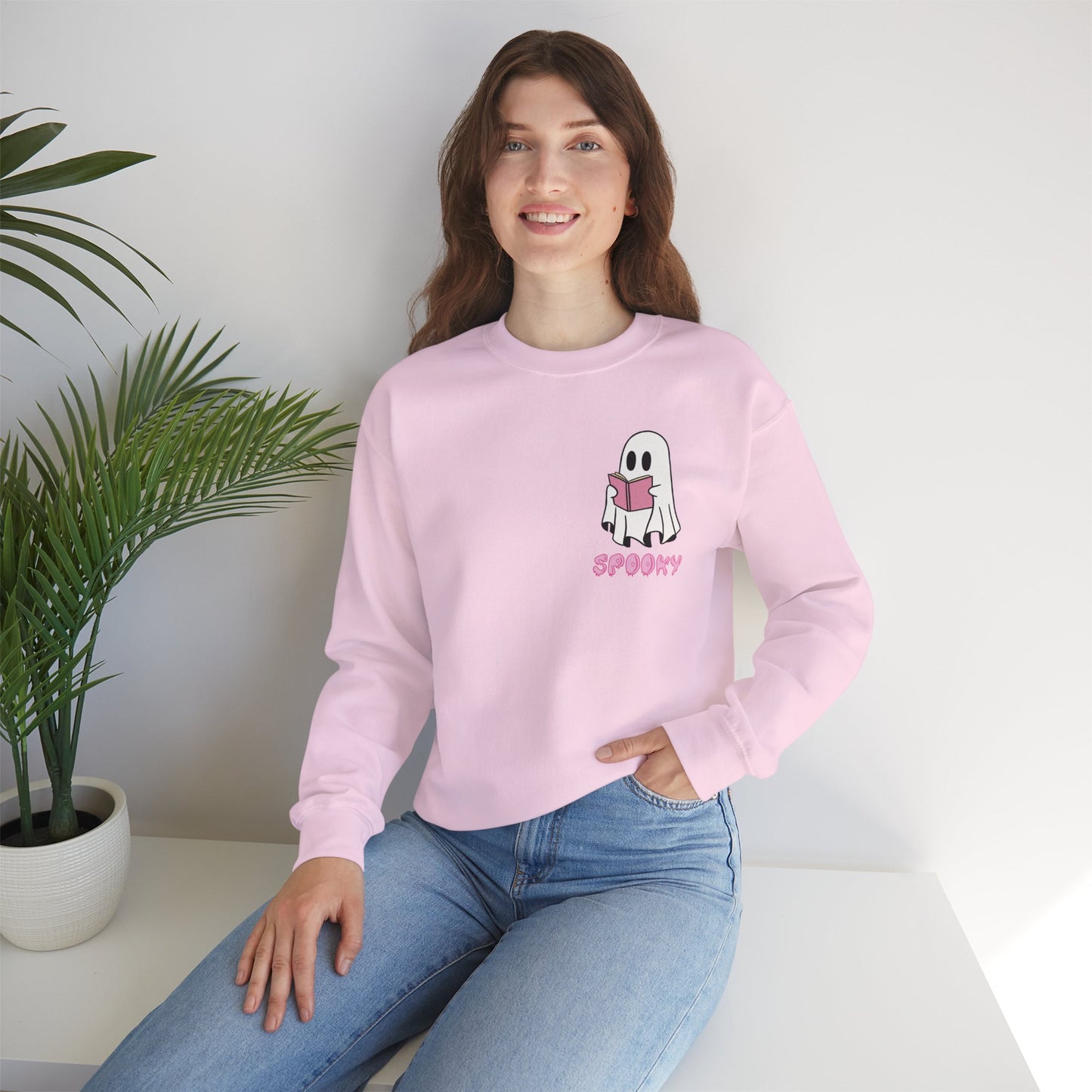 Spooky Bookworm Ghost Sweatshirt – Cozy Halloween Reads