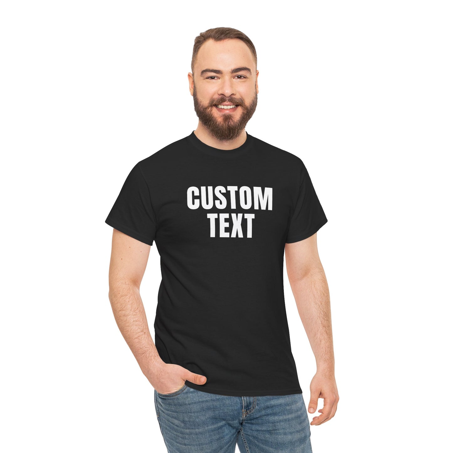 Custom Text T-Shirt – Personalized White Lettering Tee for Men & Women