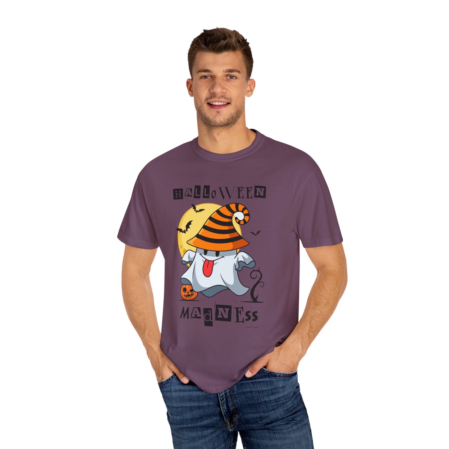Halloween Madness Tee – Ghostly Grins Under Witchy Skies!