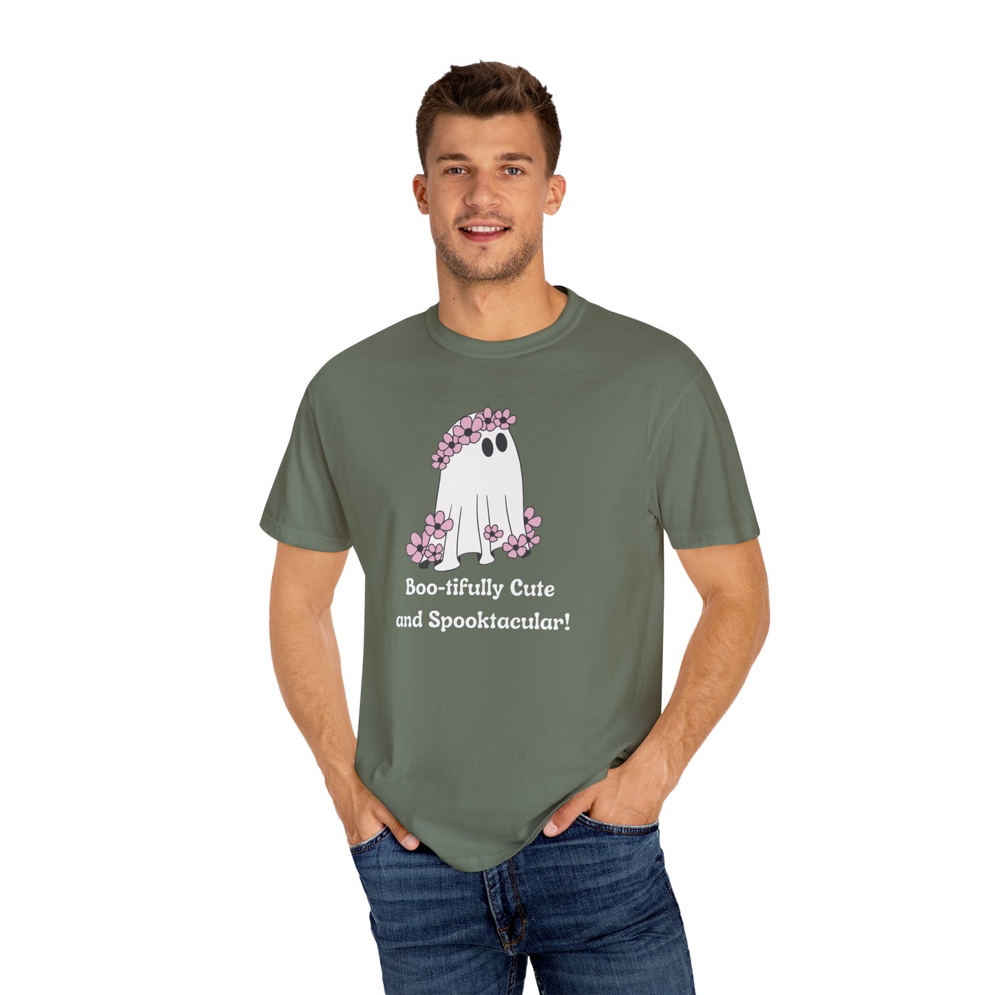Boo-tiful Ghost Tee – Floral Charm Meets Halloween Fun!