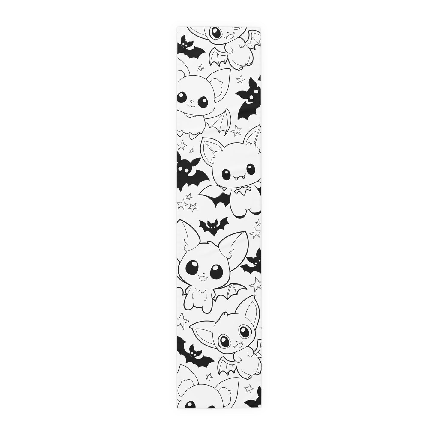 Cartoon Bats & Starry Night Table Runner – Whimsical Halloween Dining Decor