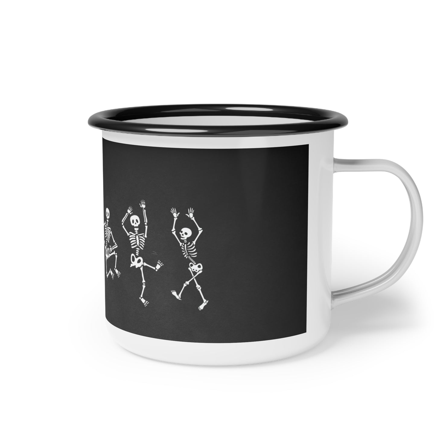 Dancing Skeletons Enamel Camp Cup – Whimsical Halloween Design