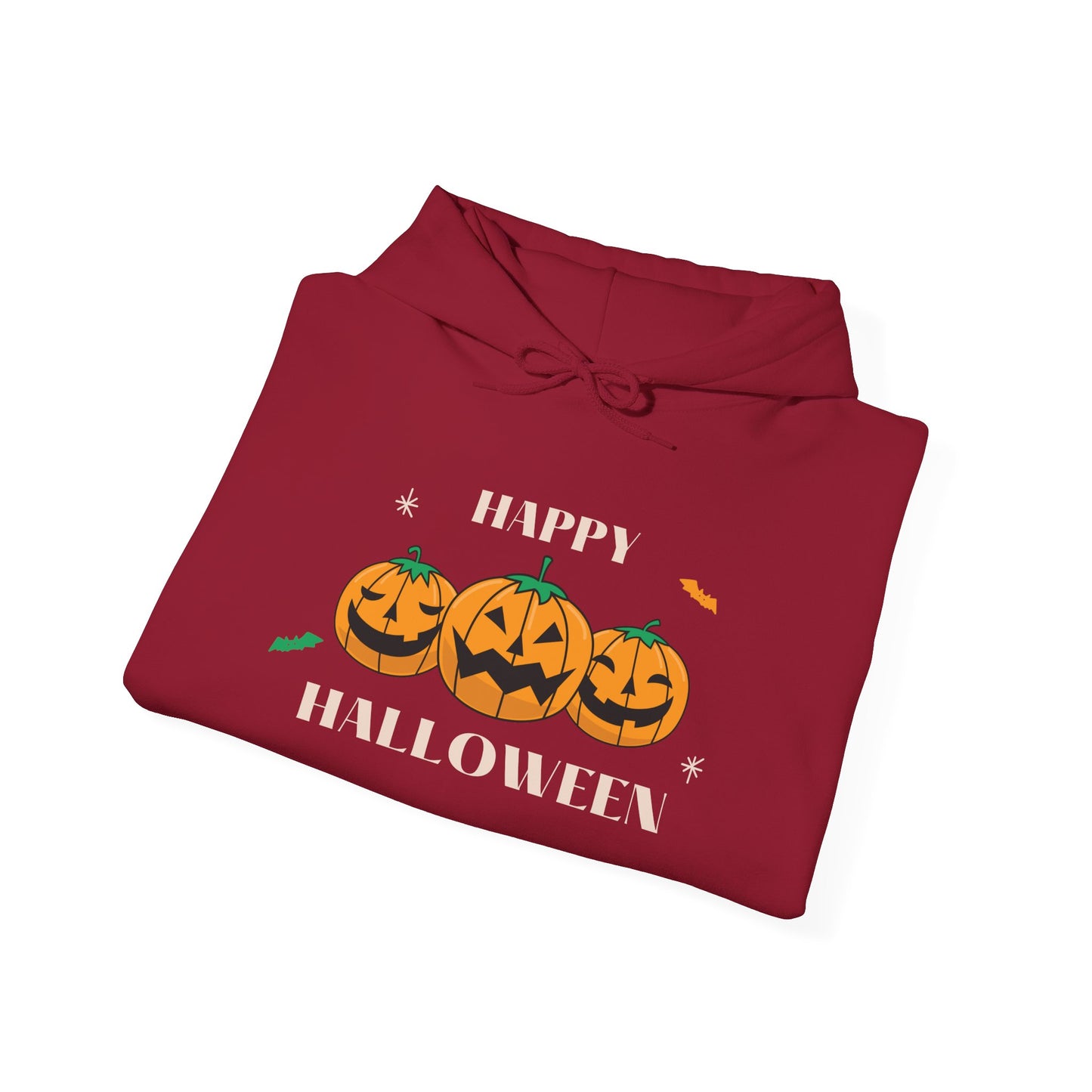 Happy Halloween" Pumpkin Trio Hoodie – Festive & Cozy for Spooky Season