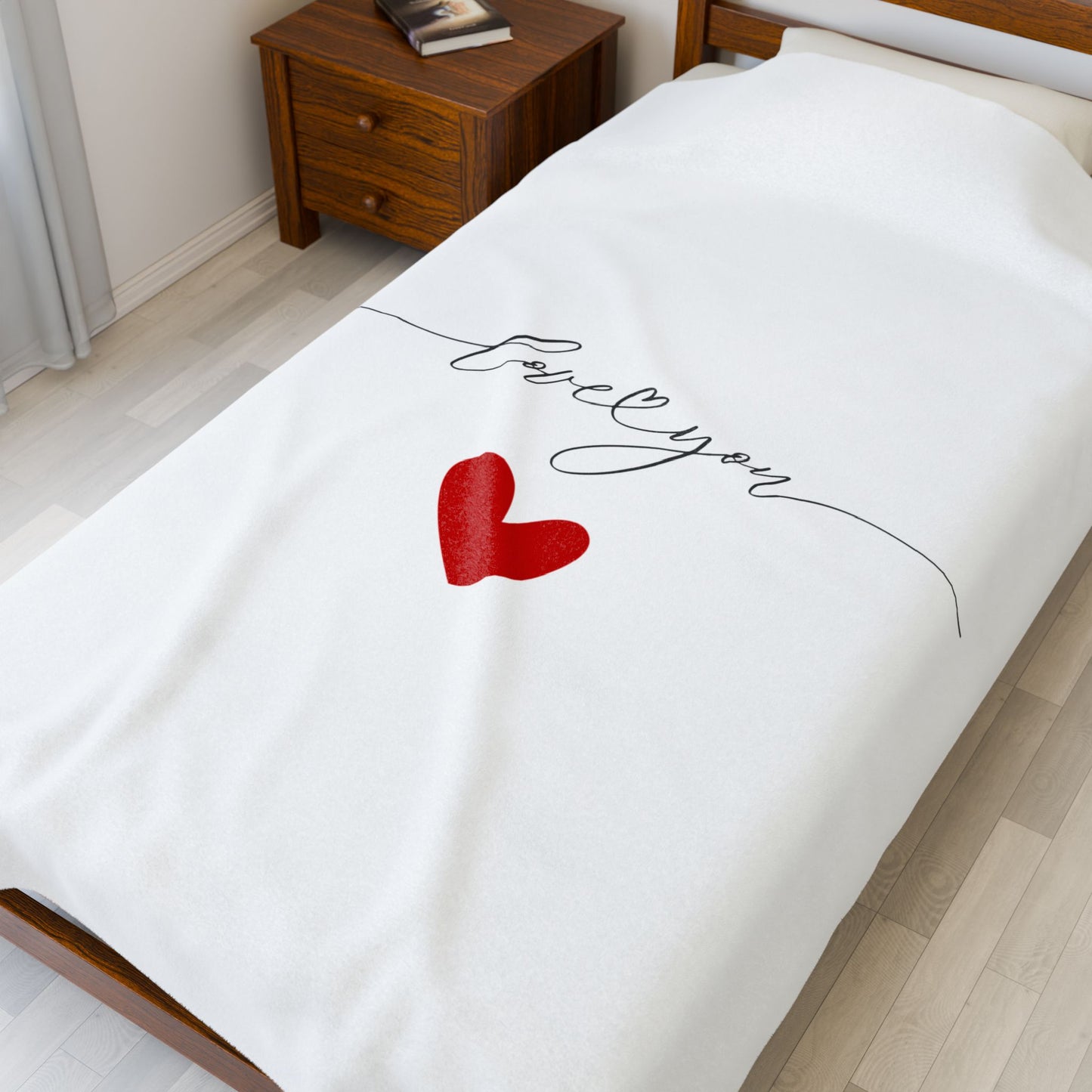 Love You Printed Velveteen Plush Blanket for Valentine