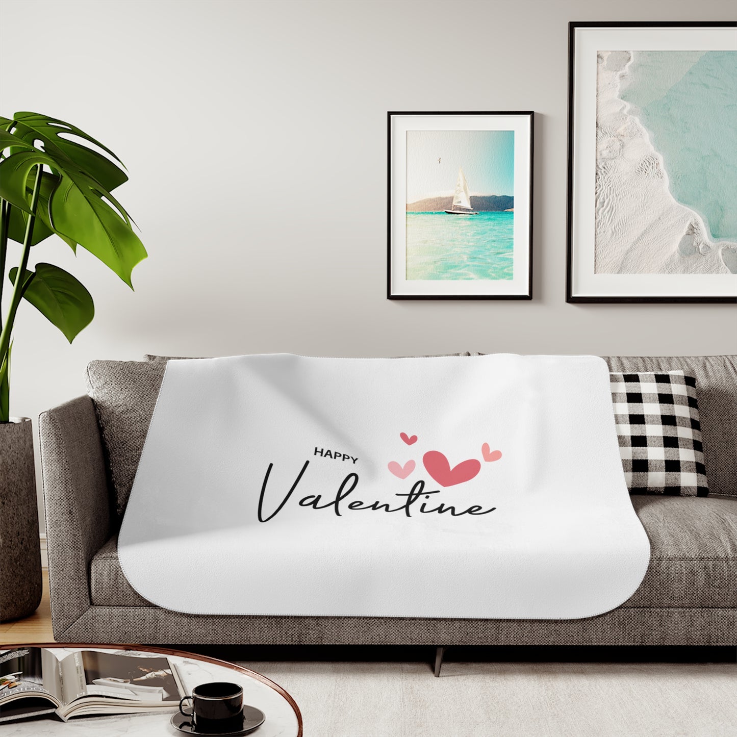 Happy Valentine with Flying Heart Sherpa Blenket for Valentine Day