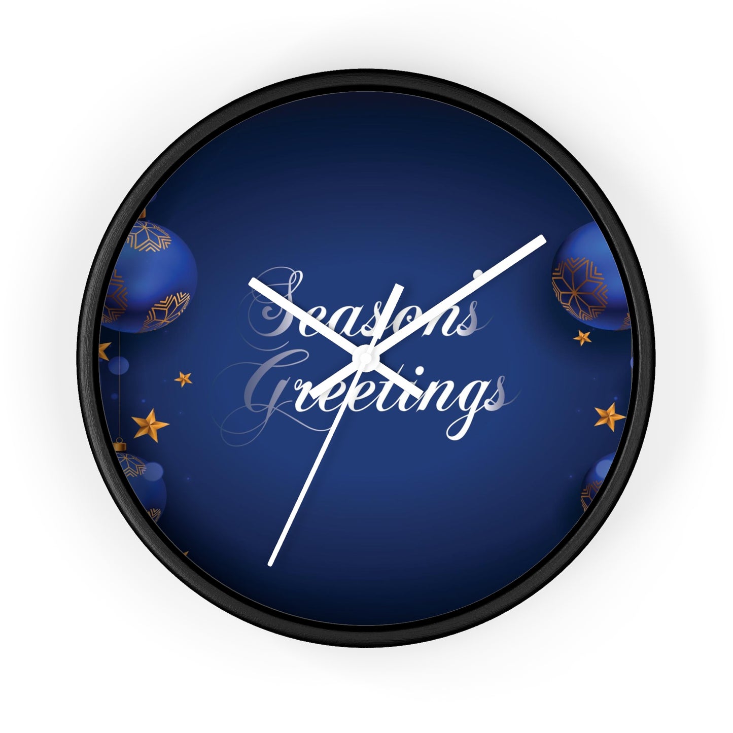 Season's Greetings Wall Clock, Dark Blue