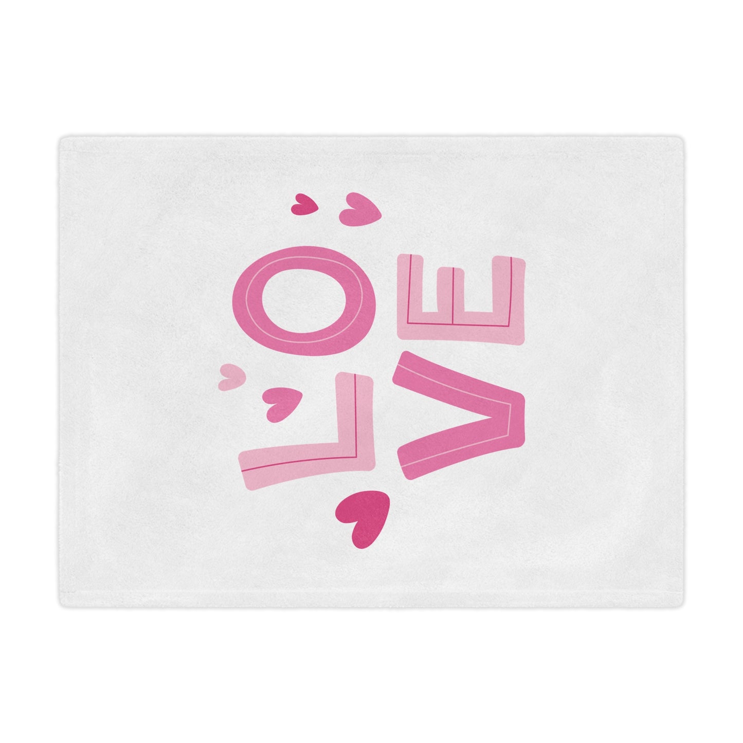 Love with Hearts Printed Velveteen Minky Blanket