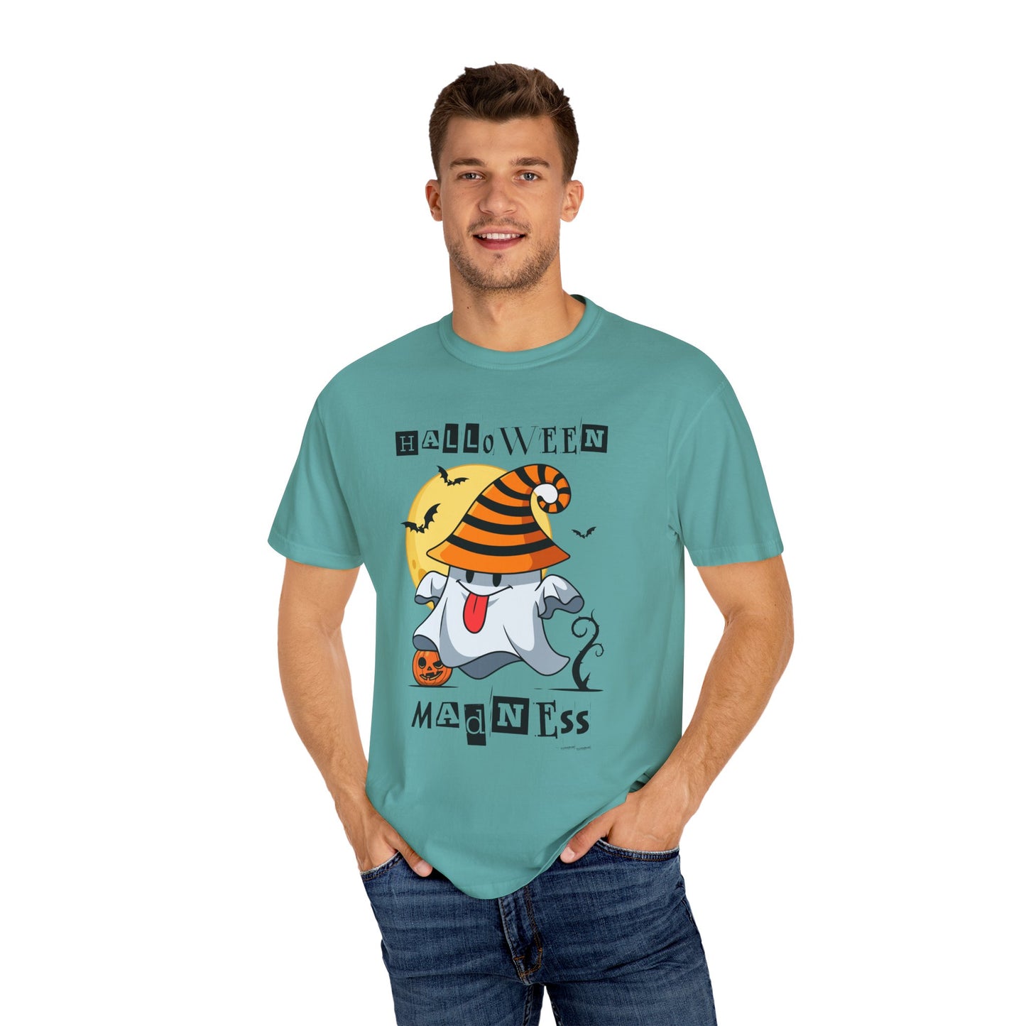 Halloween Madness Tee – Ghostly Grins Under Witchy Skies!