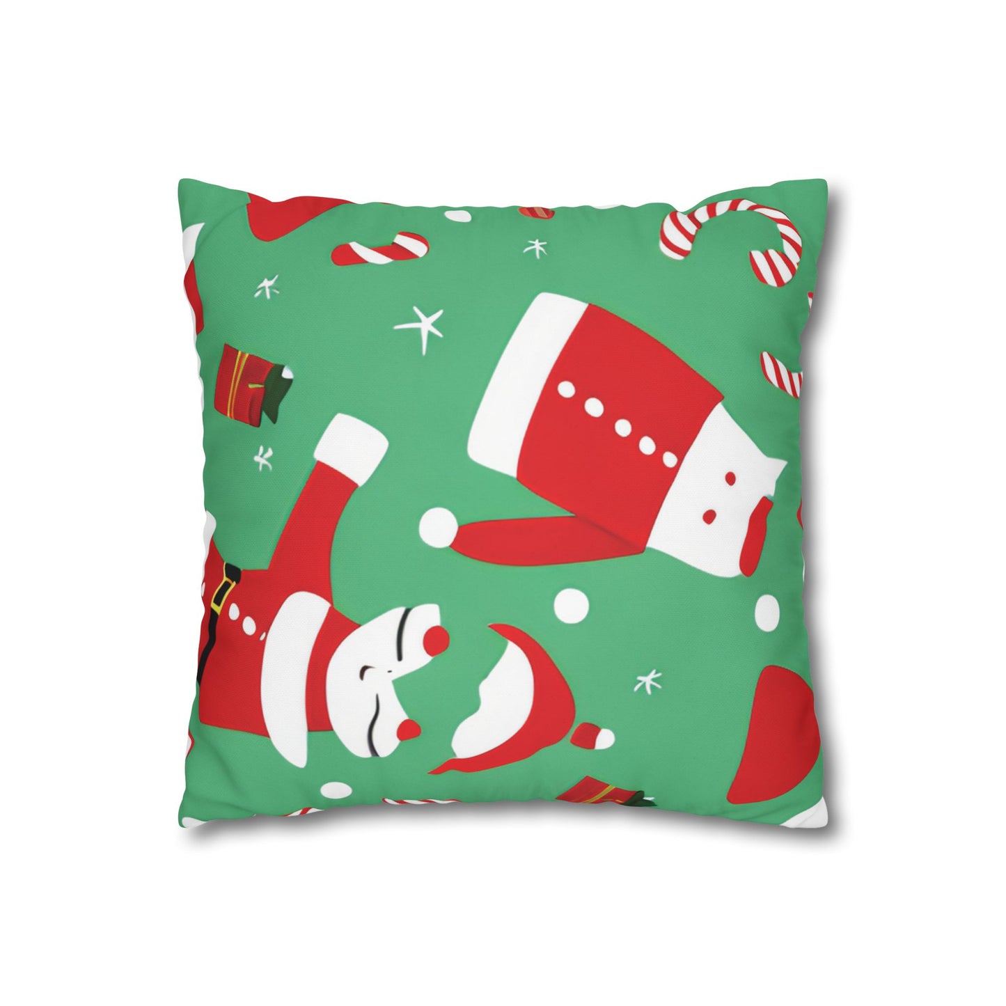 Christmas Spun Polyester Pillowcase with Double-Sided Print and Concealed Zipper