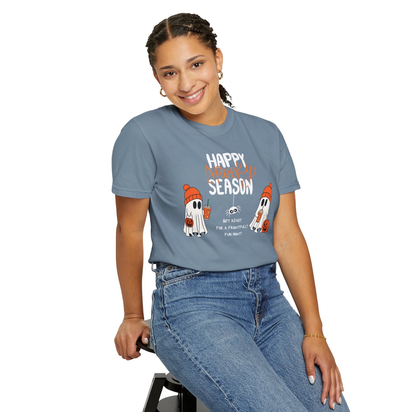 Spooky Season Ghosts Tee – Cozy Drinks & Chilling Vibes!