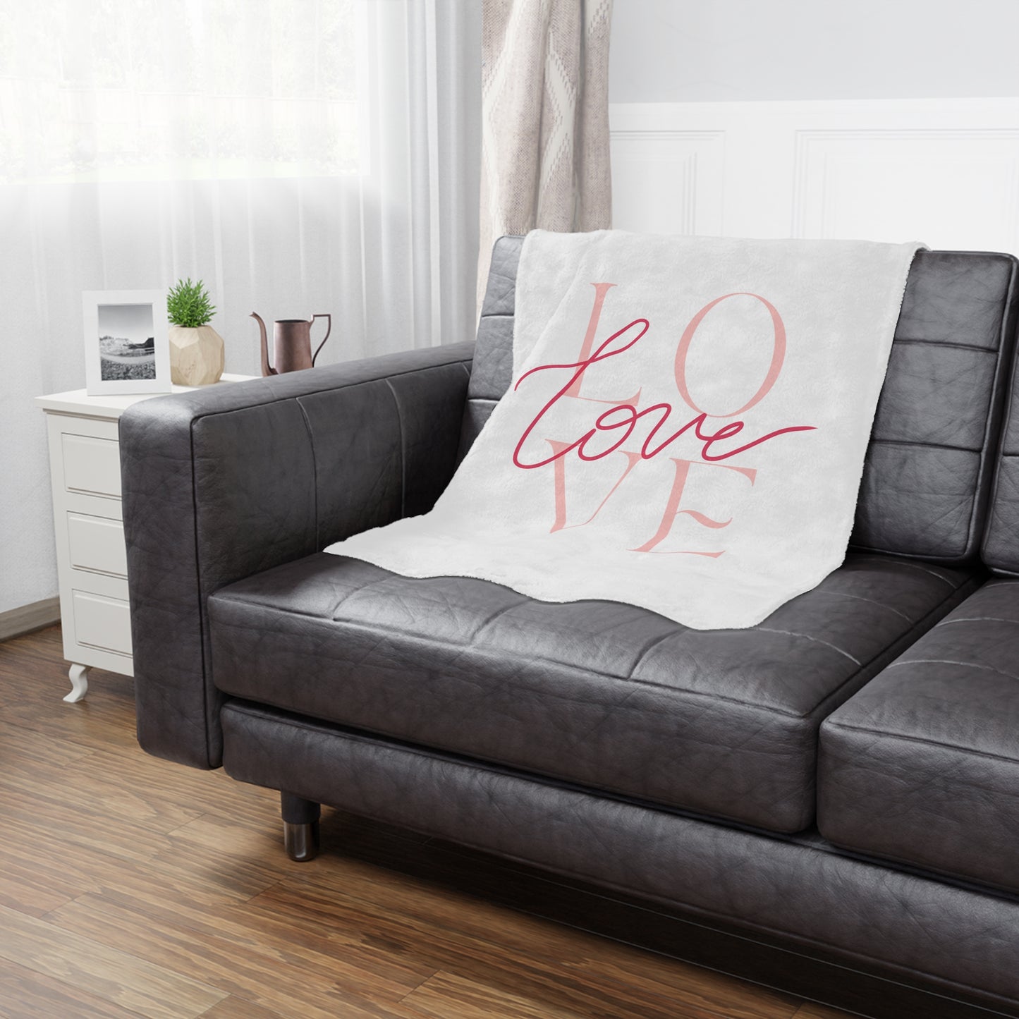 Love Printed Velveteen Minky Blanket for Her, Valentine Gift for Couple