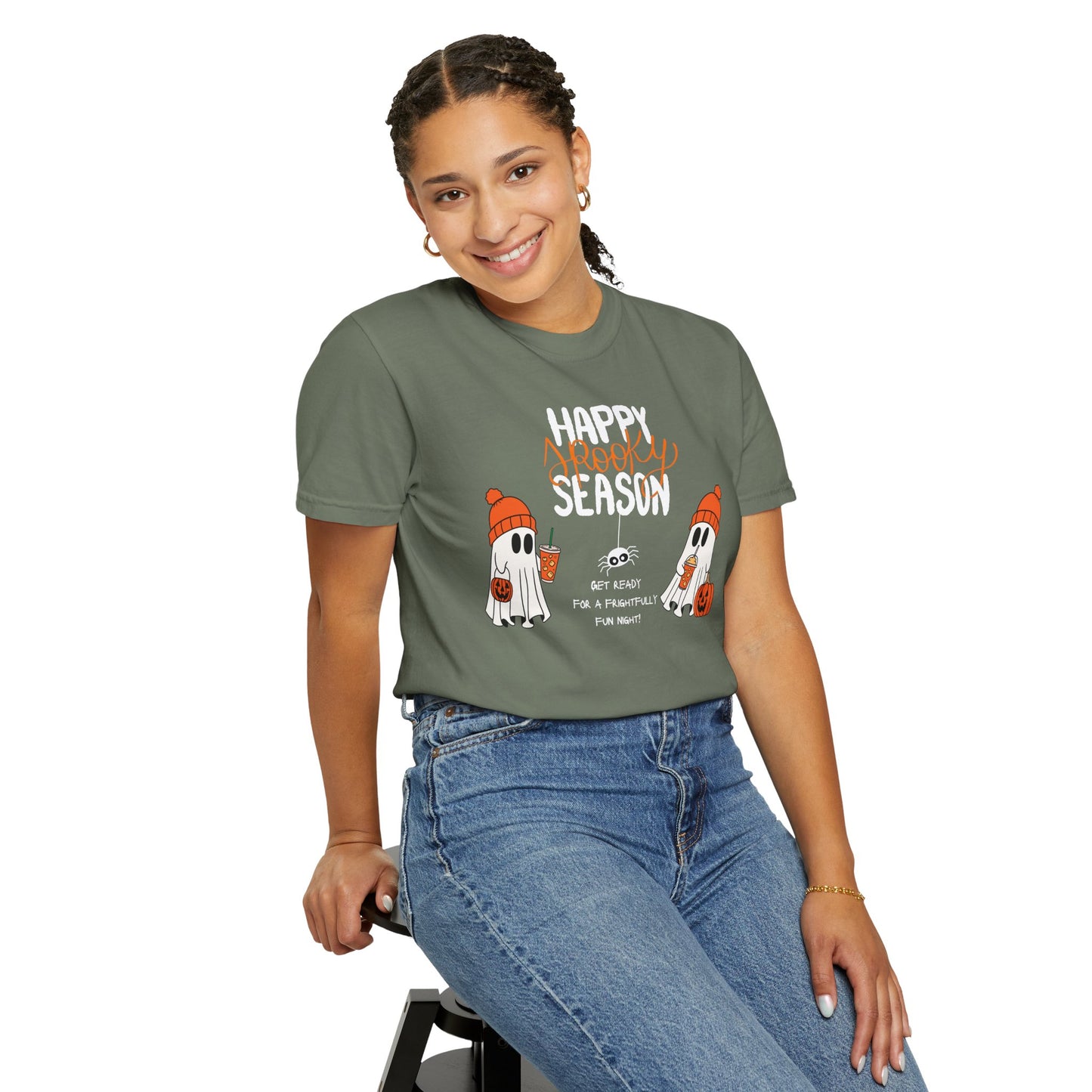 Spooky Season Ghosts Tee – Cozy Drinks & Chilling Vibes!