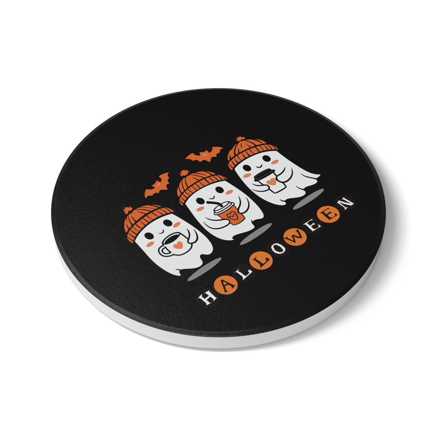 Cute Ghosts Halloween Ceramic Coaster – Spooky Fun Drink Accessory