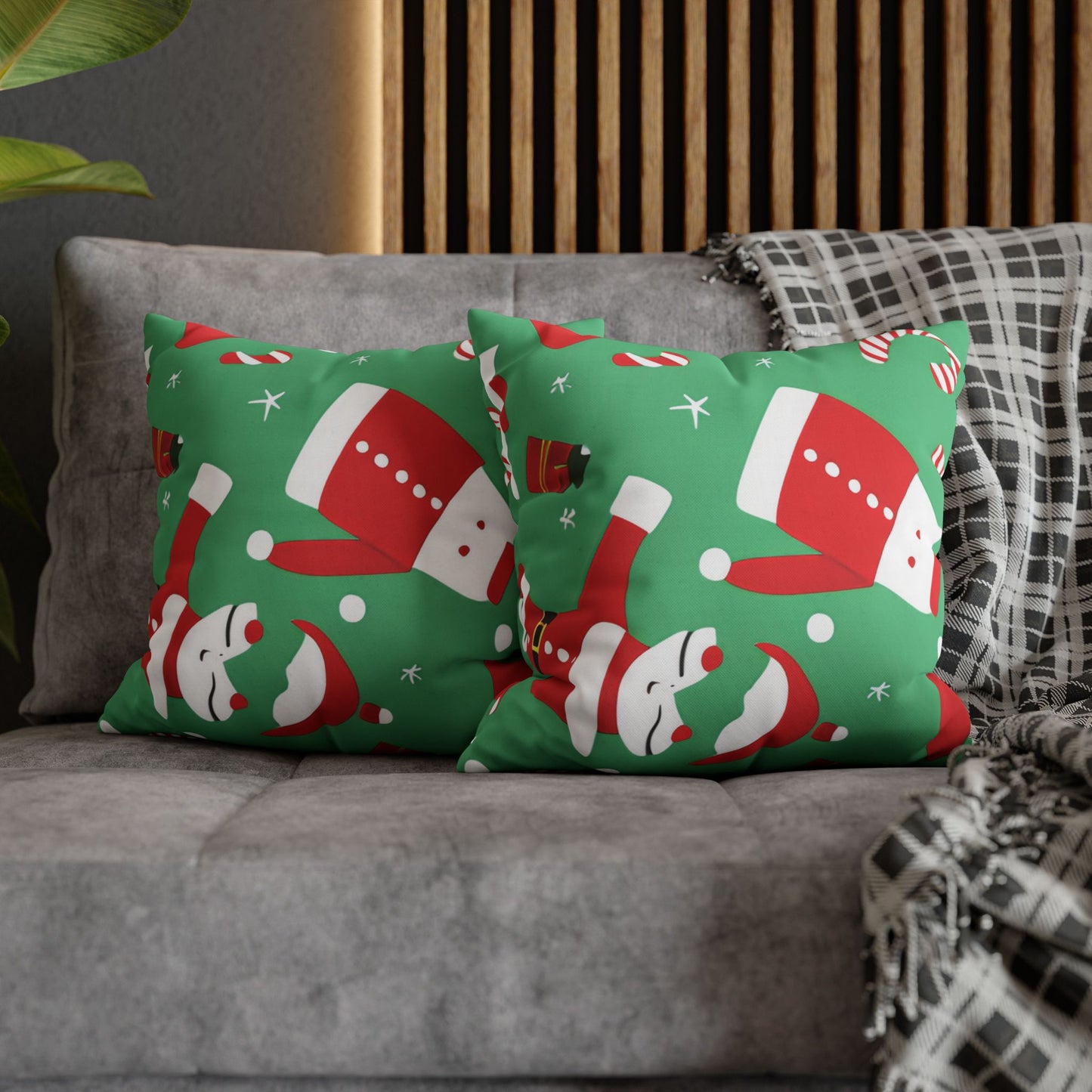 Christmas Spun Polyester Pillowcase with Double-Sided Print and Concealed Zipper