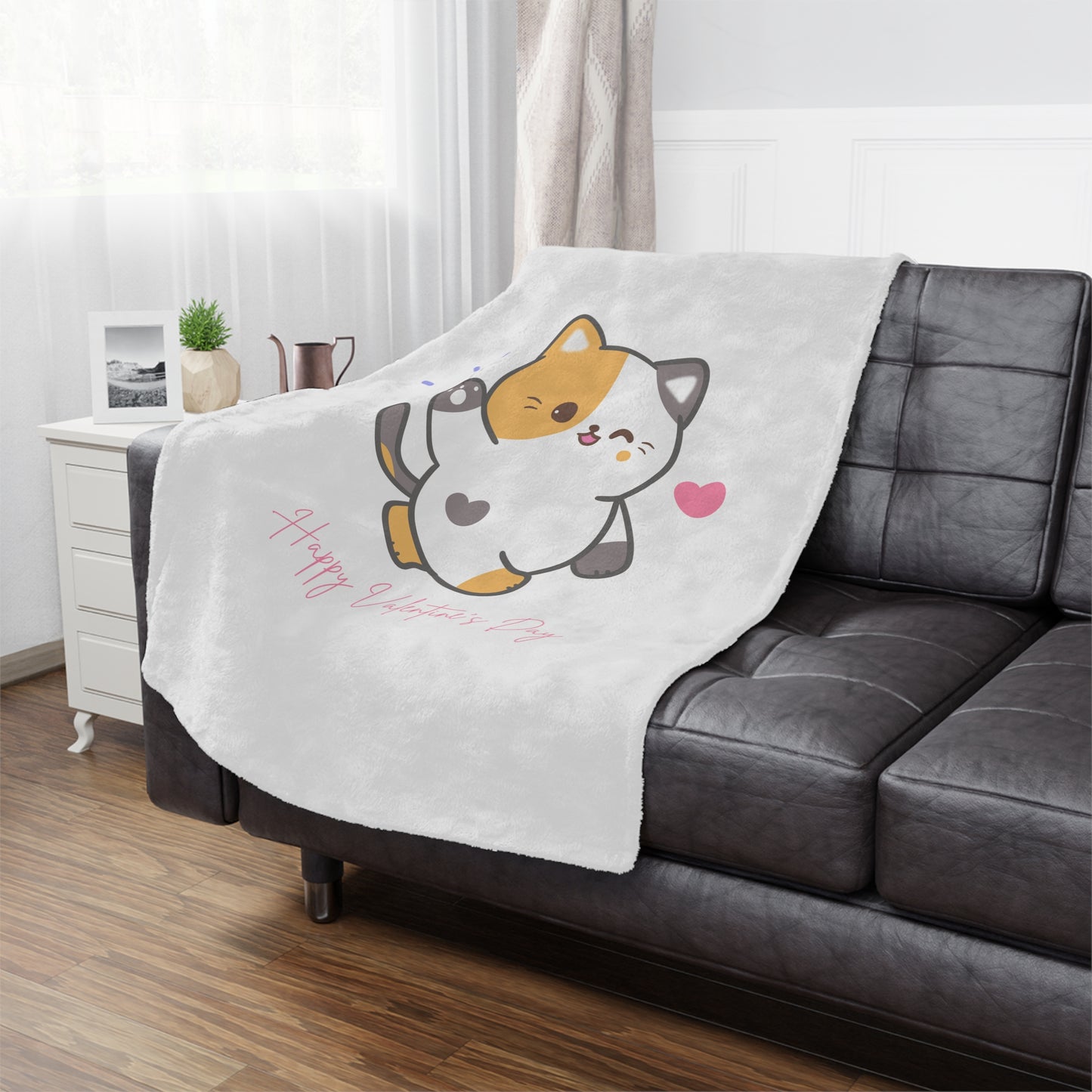 Happy Valentine Day Velveteen Minky Blanket