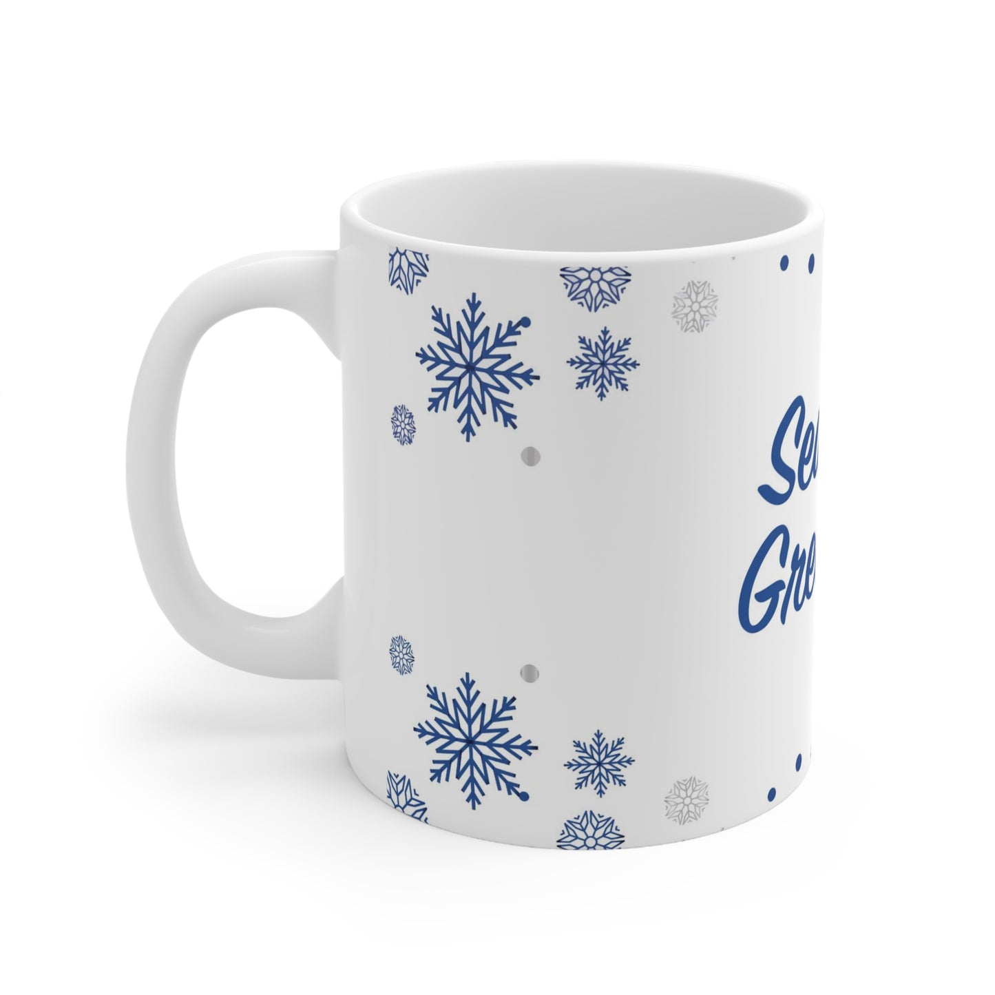 Holiday Ceramic Mug 11oz, Seasons' Greetings, White
