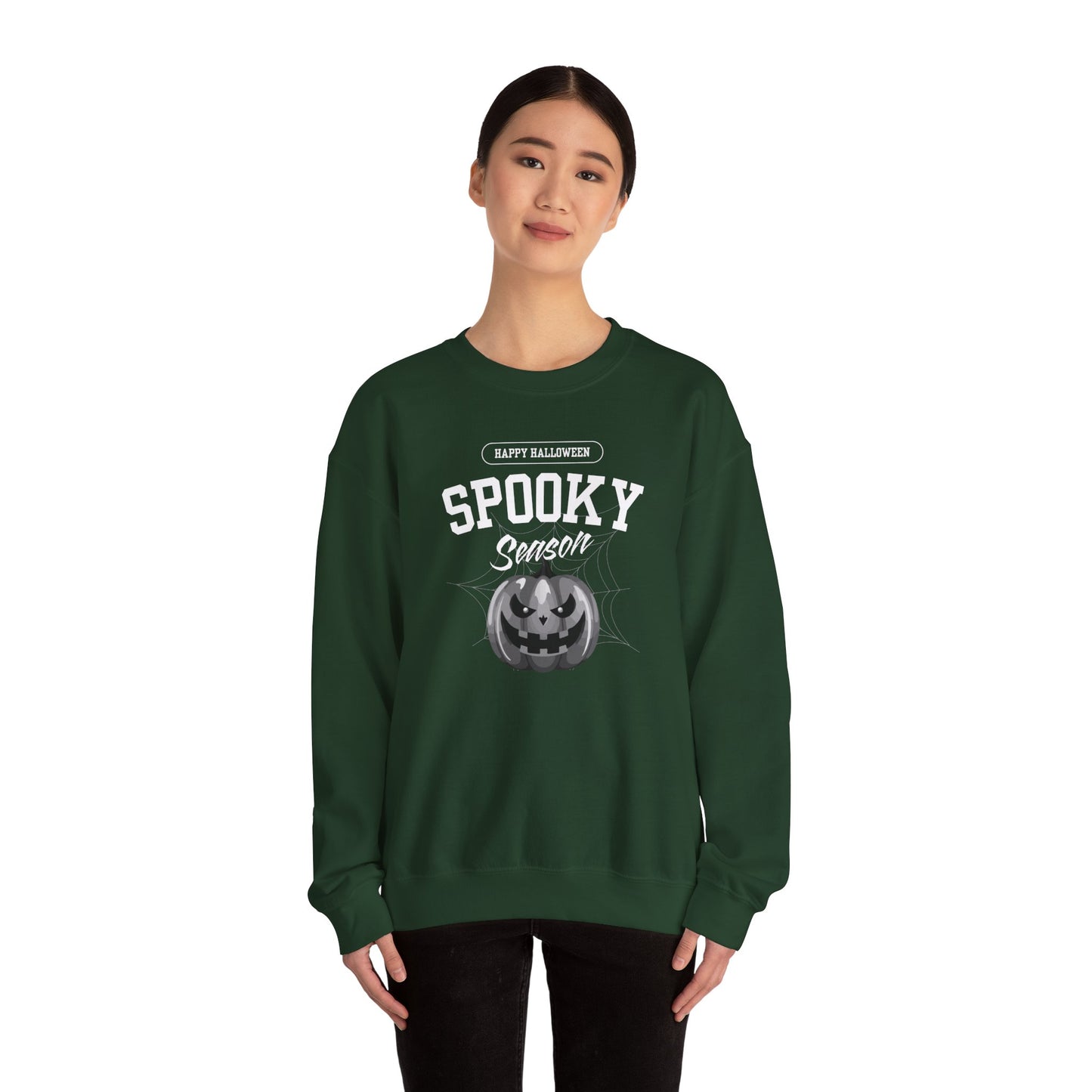 Spooky Season Halloween Sweatshirt – Creepy Cute Pumpkin Graphic Pullover for Fall
