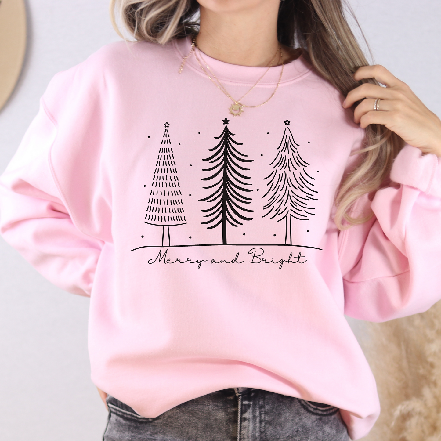 Merry and Bright Christmas Sweatshirt – Cozy Holiday Pullover for Women