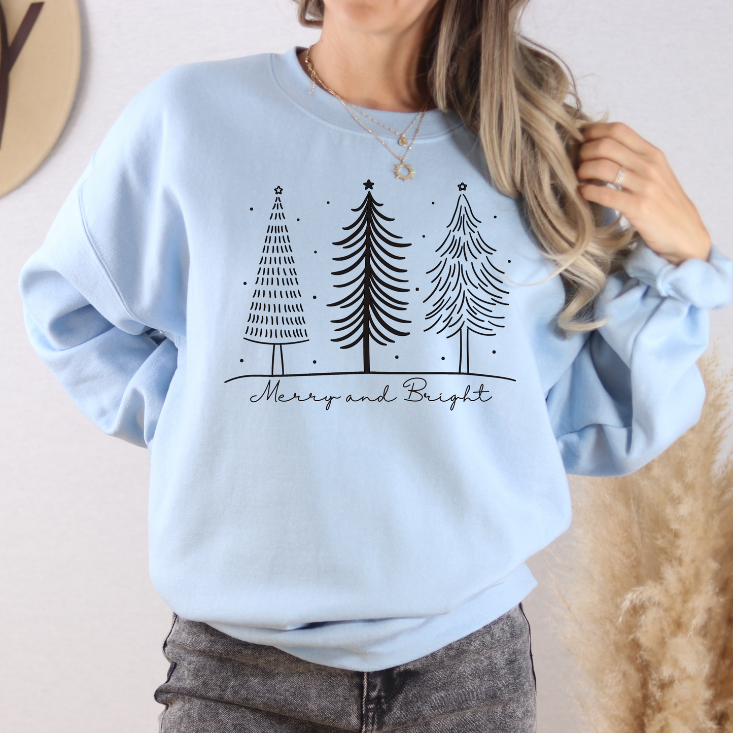 Merry and Bright Christmas Sweatshirt – Cozy Holiday Pullover for Women