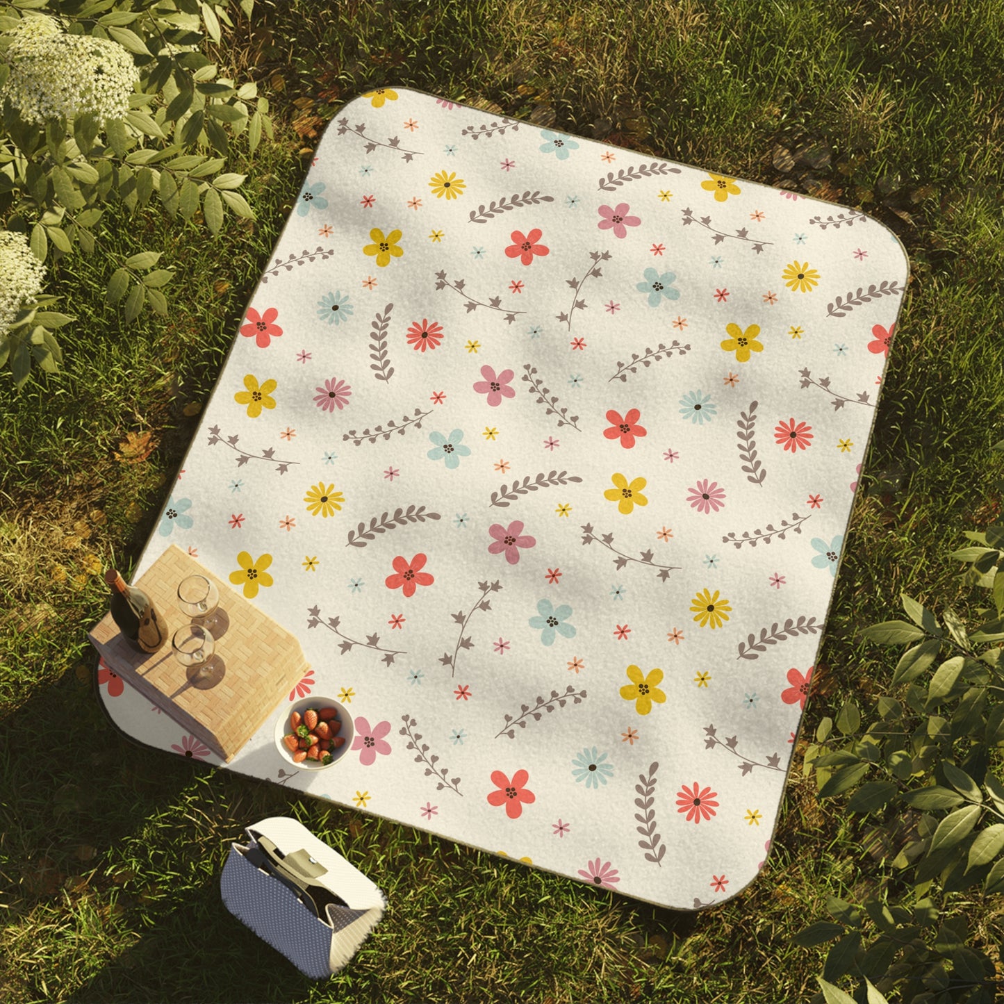 Floral Picnic Blanket – Waterproof Outdoor Mat for Camping, Beach & Park