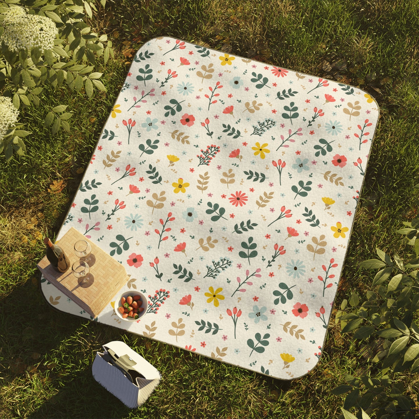 Floral Picnic Blanket – Waterproof Outdoor Mat for Camping, Beach & Park