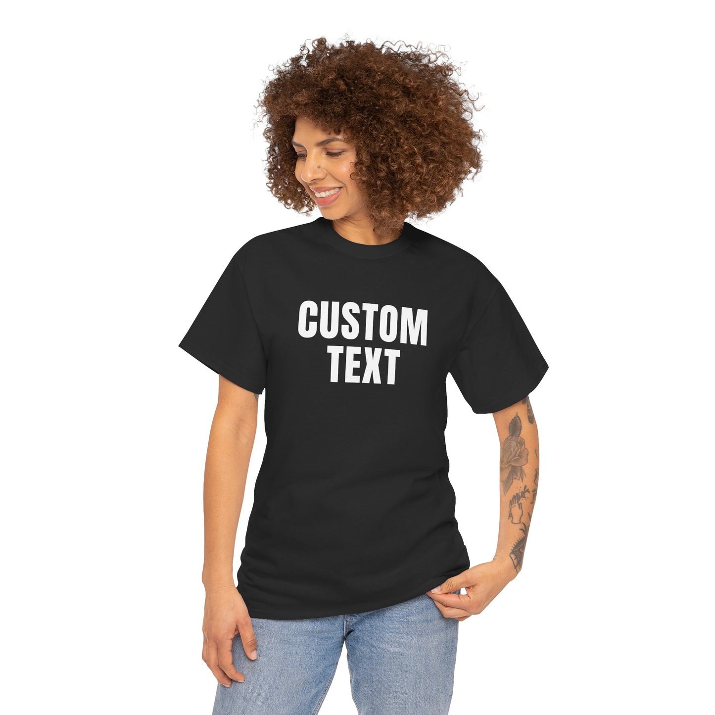 Custom Text T-Shirt – Personalized White Lettering Tee for Men & Women