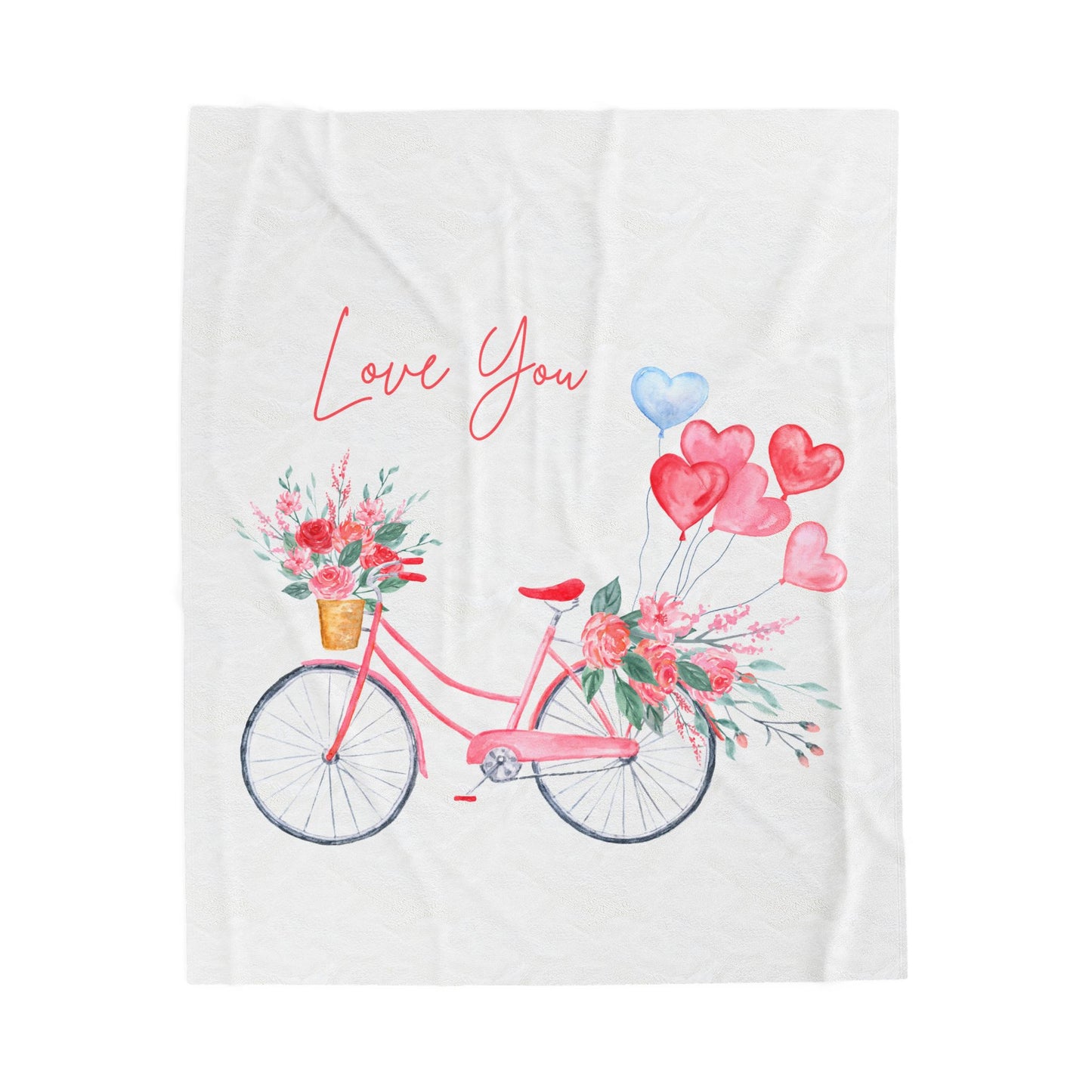 Valentine with Cycle Printed Velveteen Plush Blanket
