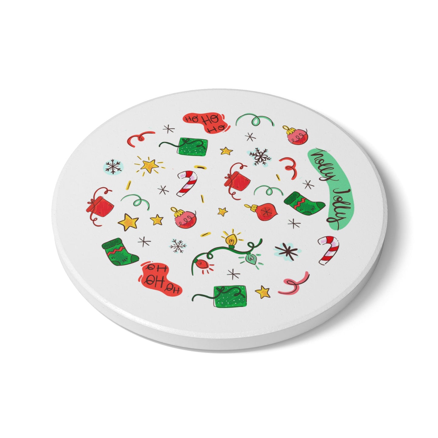 Holly Jolly Christmas Coaster – Festive Holiday Drink Accessory