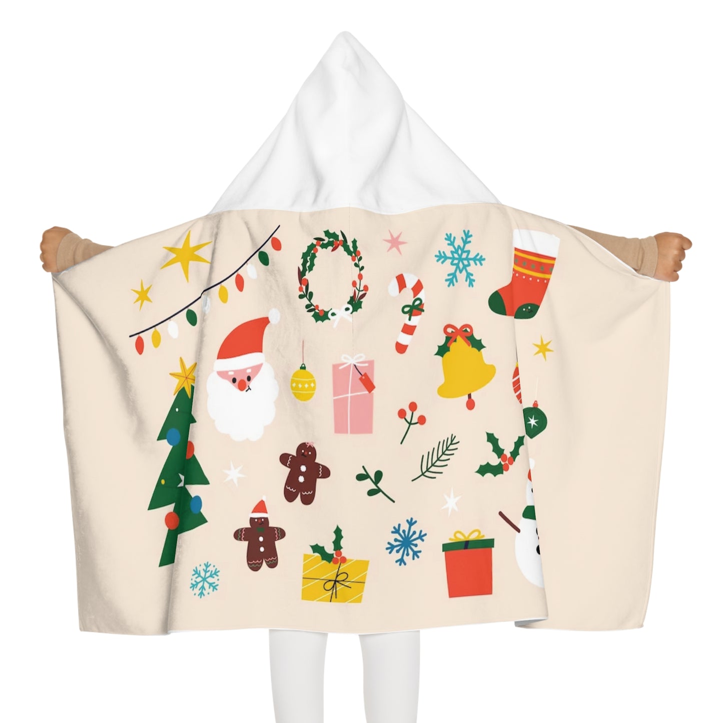 Soft and Cozy Christmas Youth Hooded Towel with Terry Cotton Lining