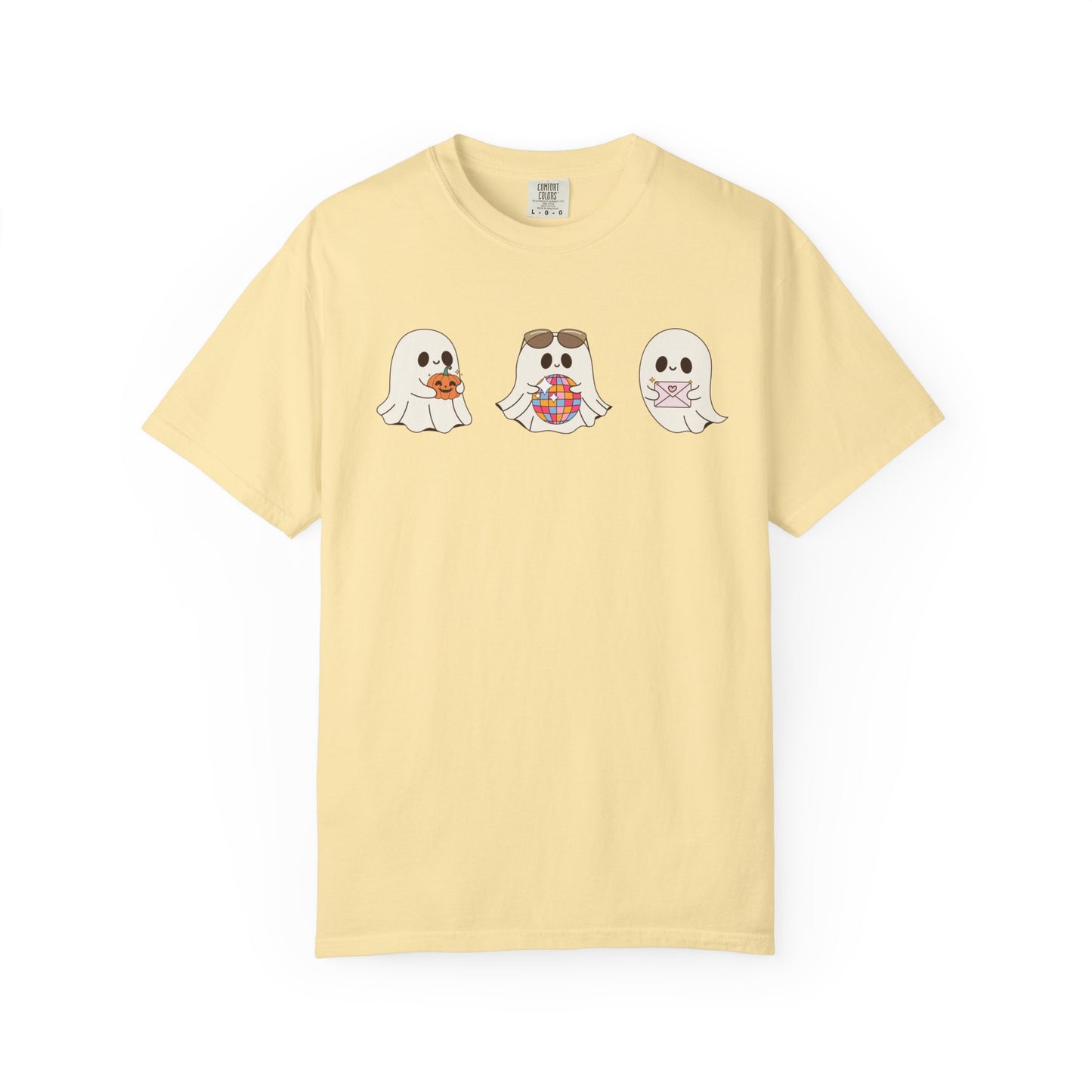 Three Cute Ghosts with Pumpkin, Trick or Treat Party Outfit – October Holiday Shirt