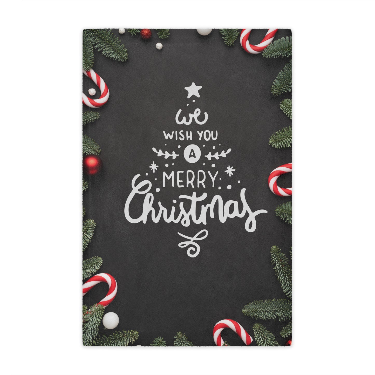 We Wish You Merry Christmas Printed Minky Blanket, Black