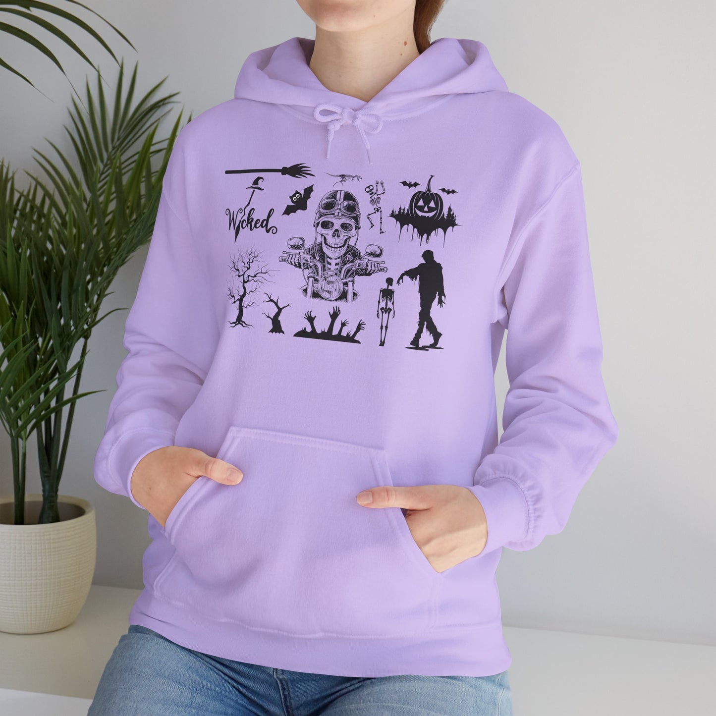 Wicked Skull Halloween Hoodie – Spooky Skeleton & Zombie Graphic Sweatshirt