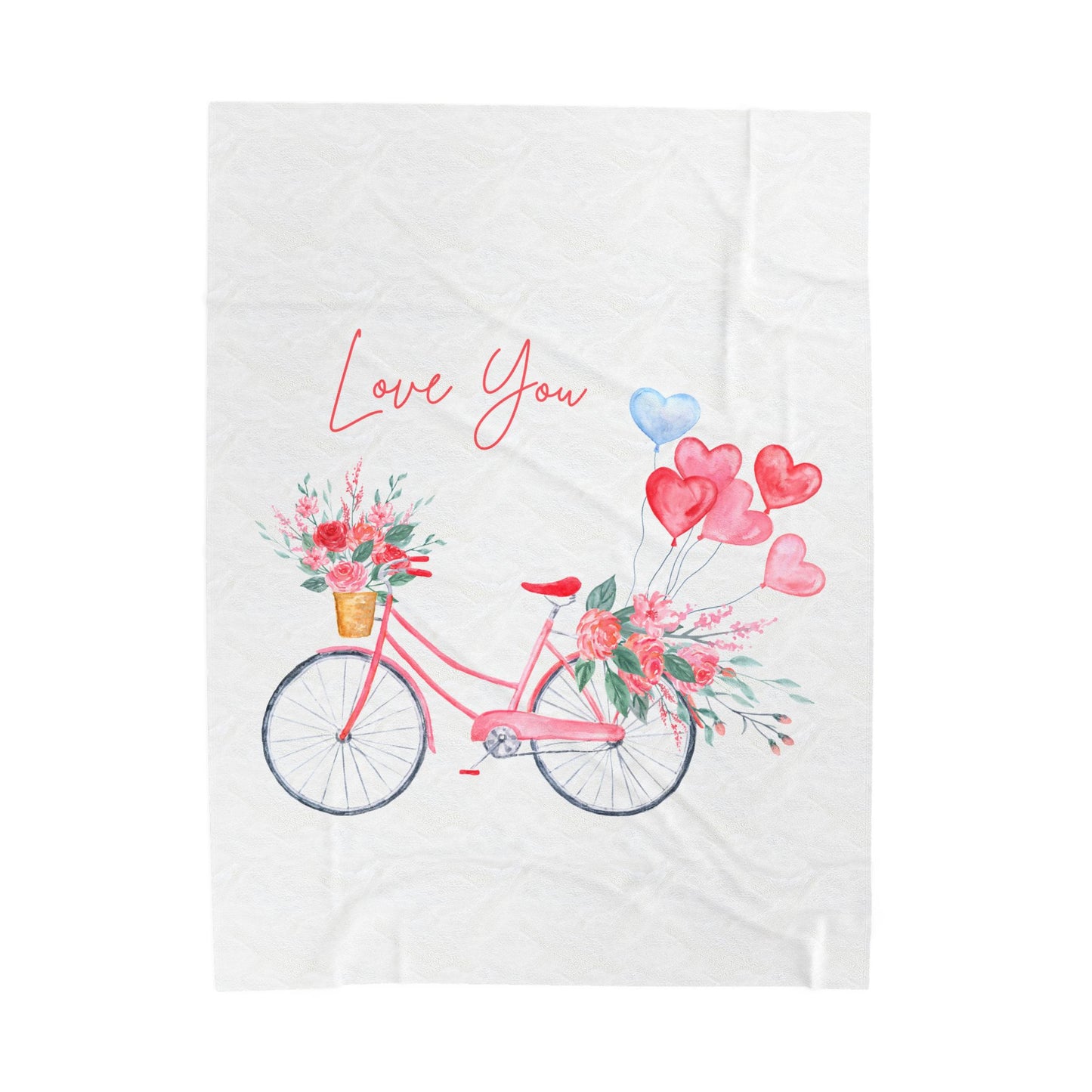 Valentine with Cycle Printed Velveteen Plush Blanket