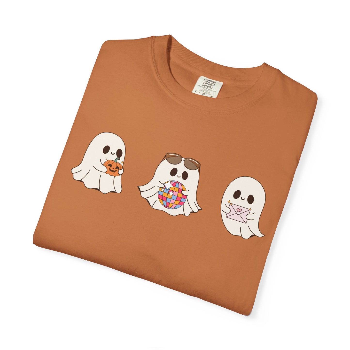 Three Cute Ghosts with Pumpkin, Trick or Treat Party Outfit – October Holiday Shirt