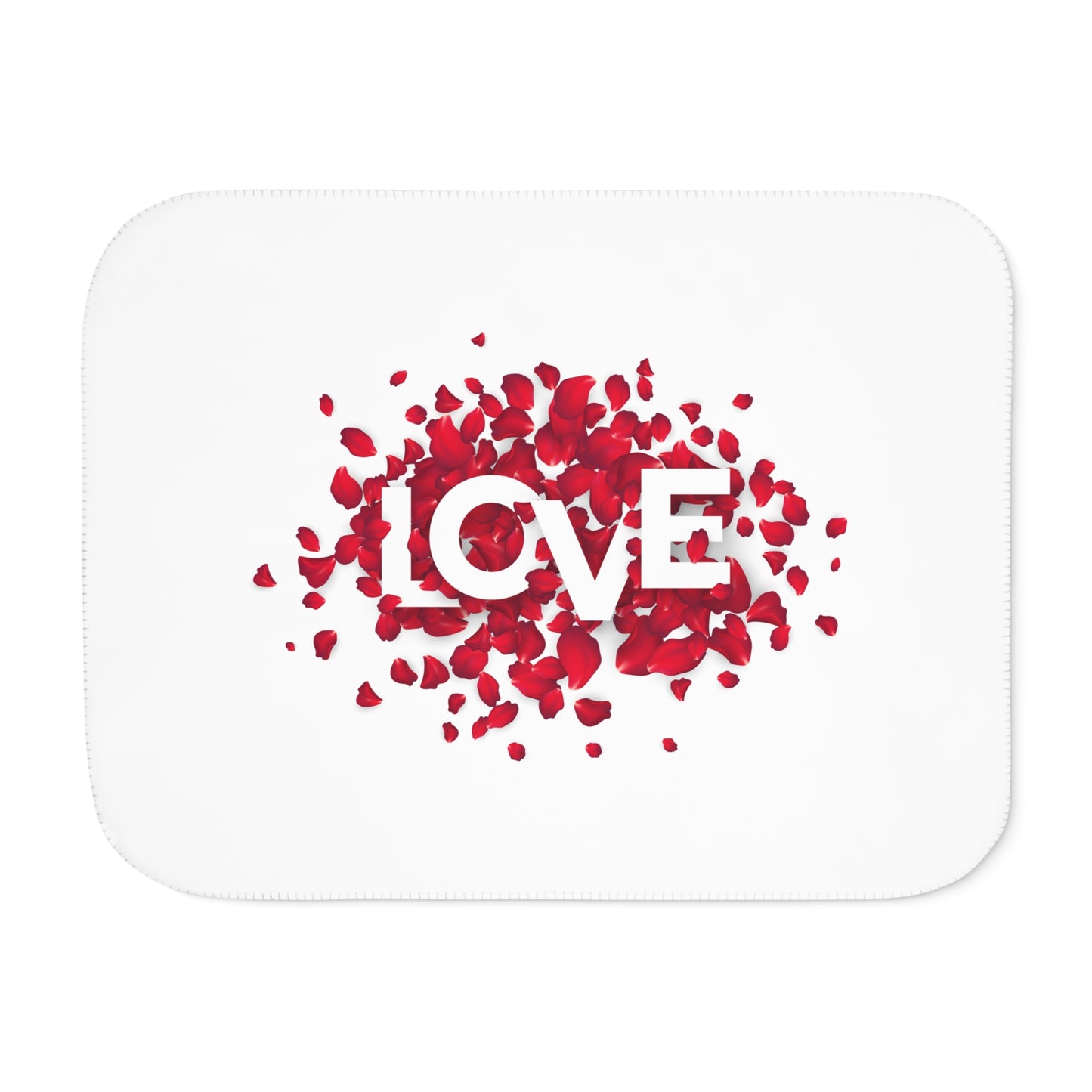 Love inside Heart made of Flower Printed Sherpa Blenket for Valentine