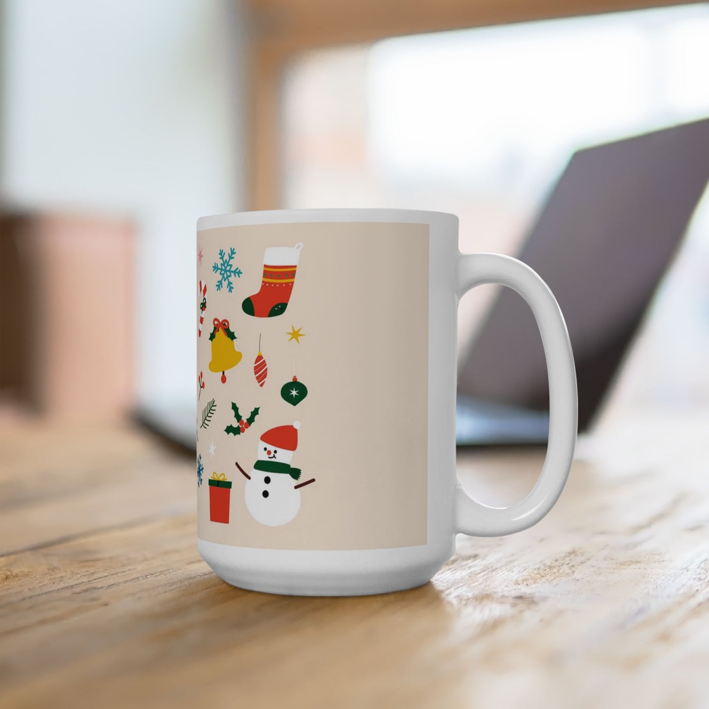 Christmas Ceramic Mug 15oz – Large Holiday Coffee & Tea Cup, Microwave & Dishwasher Safe