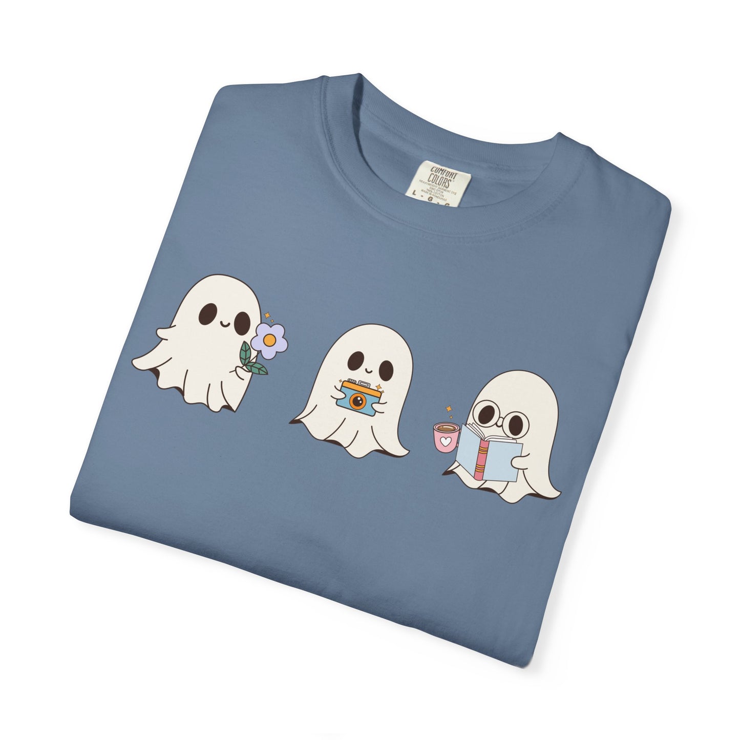 Cute Ghost Trio Halloween T-Shirt – Spooky Season Graphic Tee