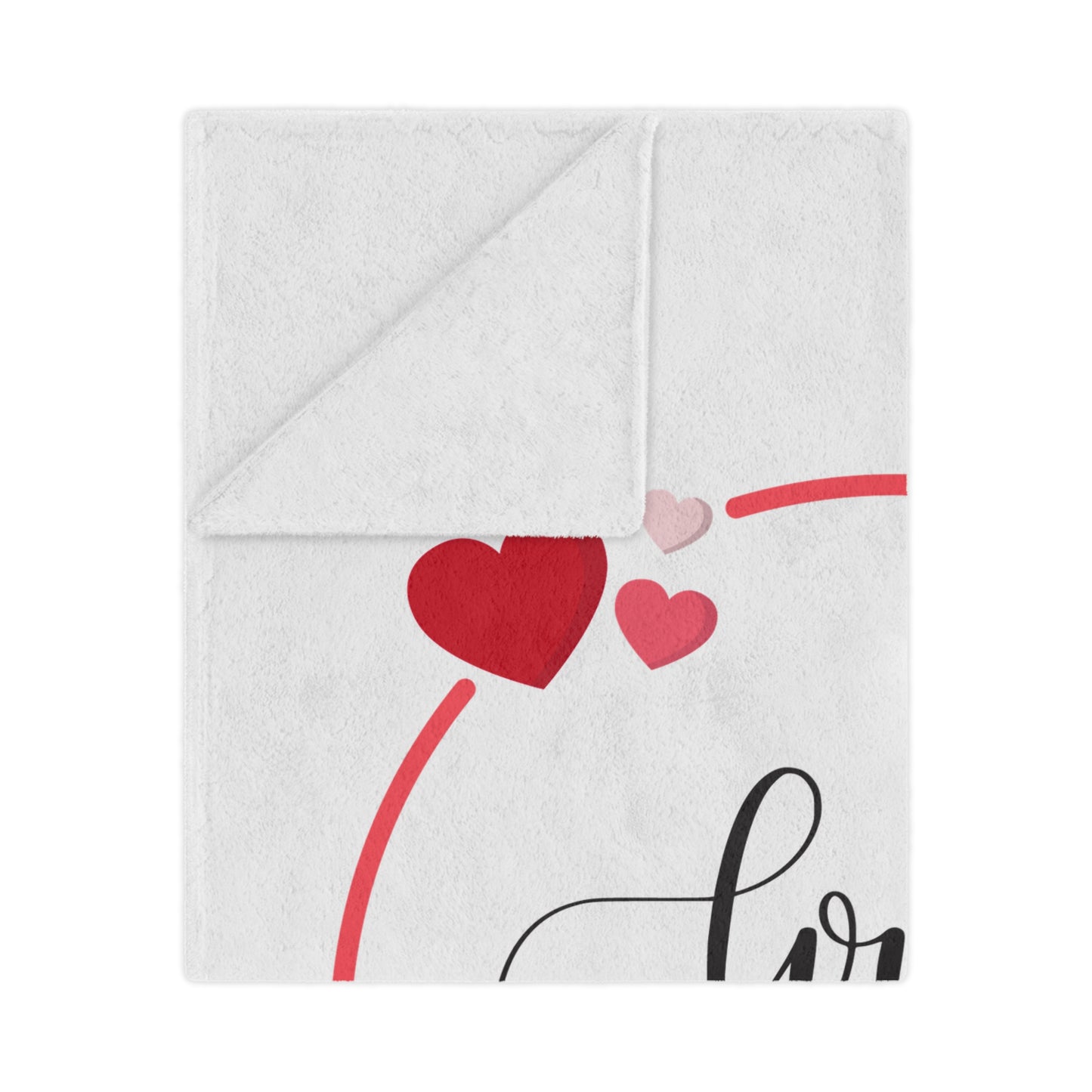 Love You with Flying Hearts Printed Valentine Minky Blanket