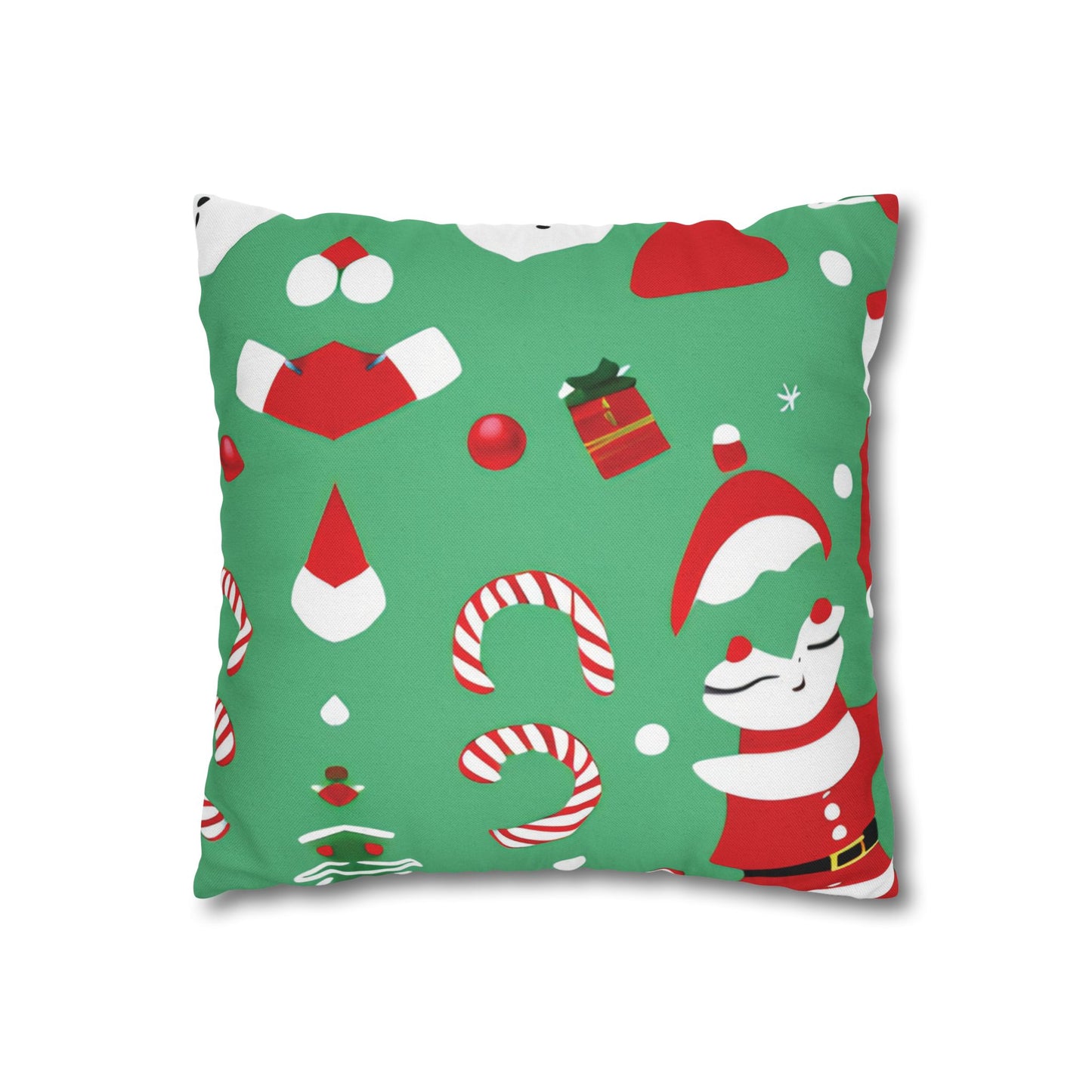 Festive Christmas Square Pillowcase in Soft Spun Polyester with Double-Sided Print