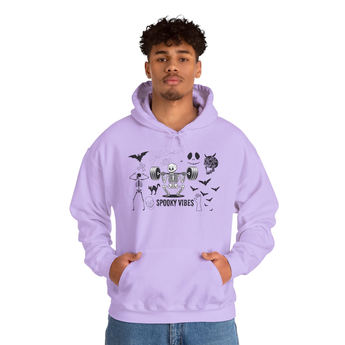 Spooky Vibes Skeleton Hoodie – Fun Halloween Gym-Themed Sweatshirt