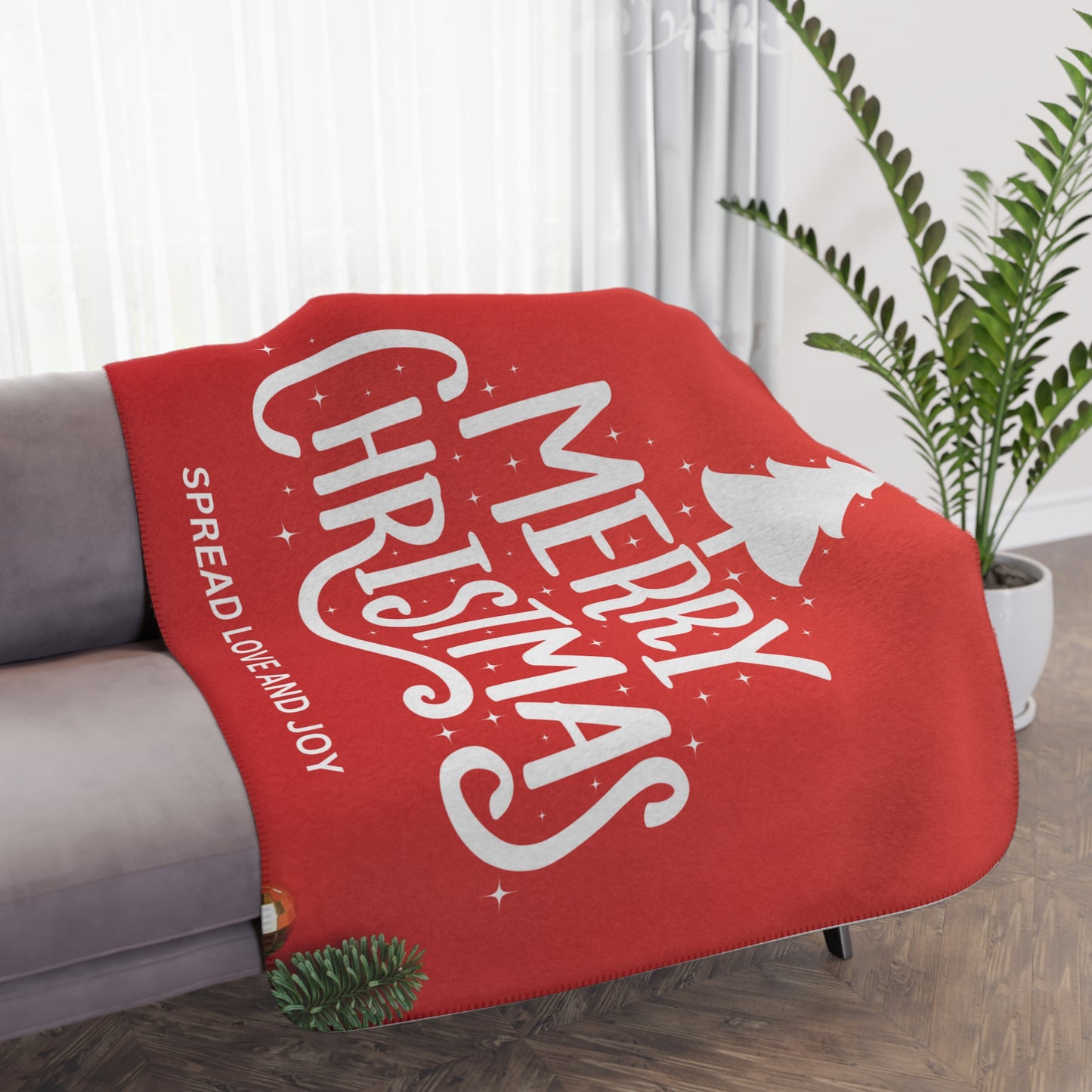 Merry Christmas with Spread Love and Joy Printed Sherpa Blanket