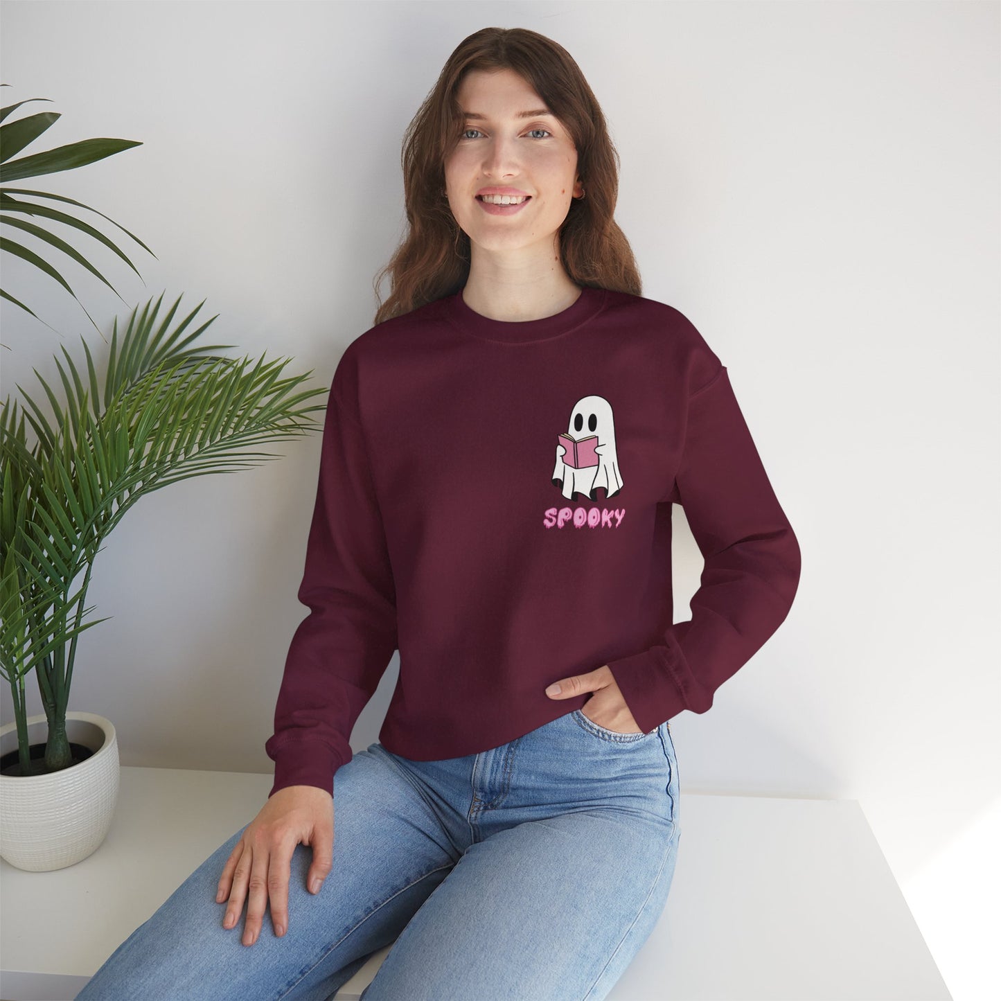 Spooky Bookworm Ghost Sweatshirt – Cozy Halloween Reads