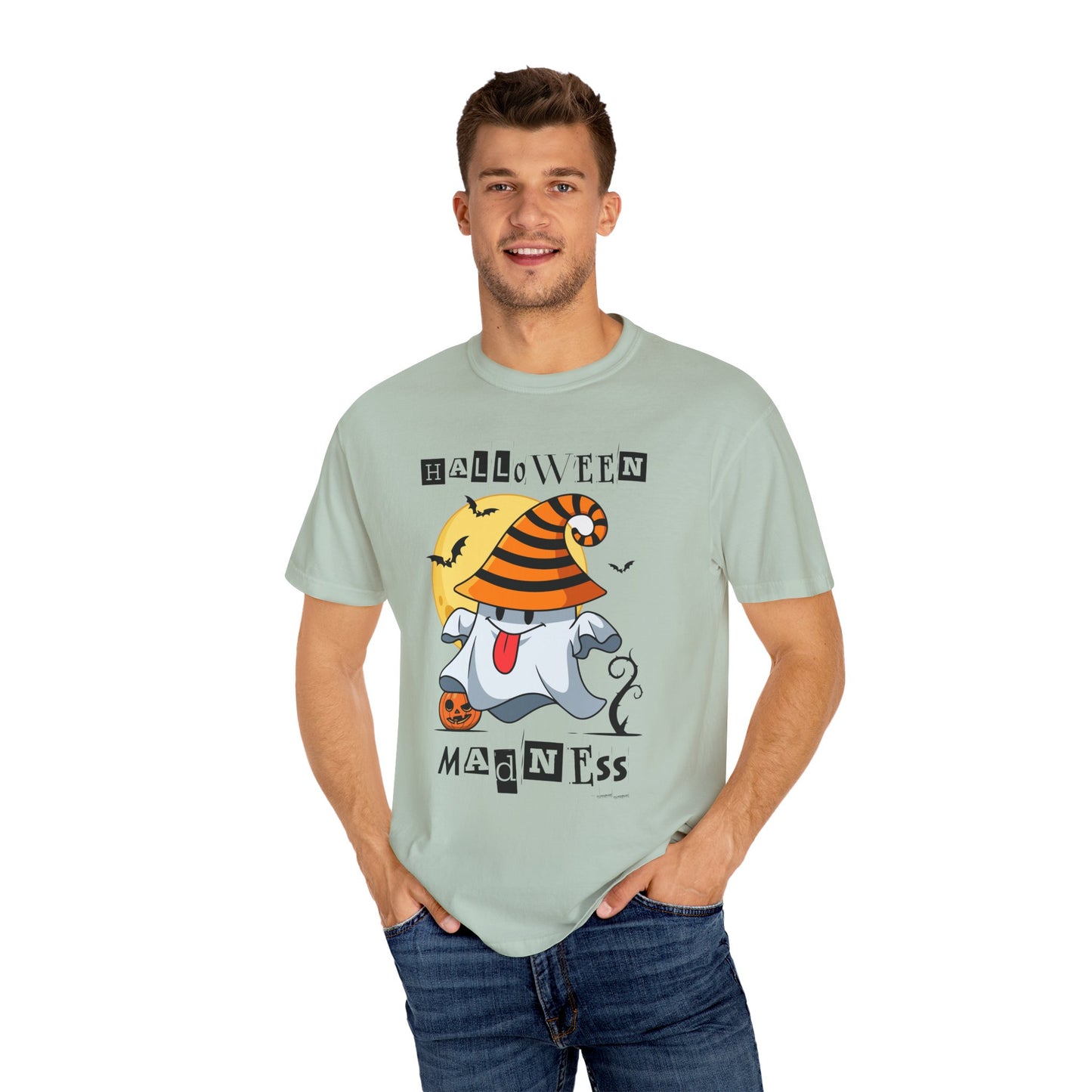 Halloween Madness Tee – Ghostly Grins Under Witchy Skies!