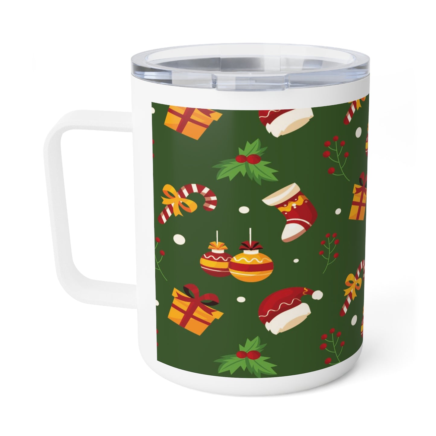 10oz Stainless Steel Travel Mug with Christmas Icons – Holiday Gift for Festive Coffee Lovers