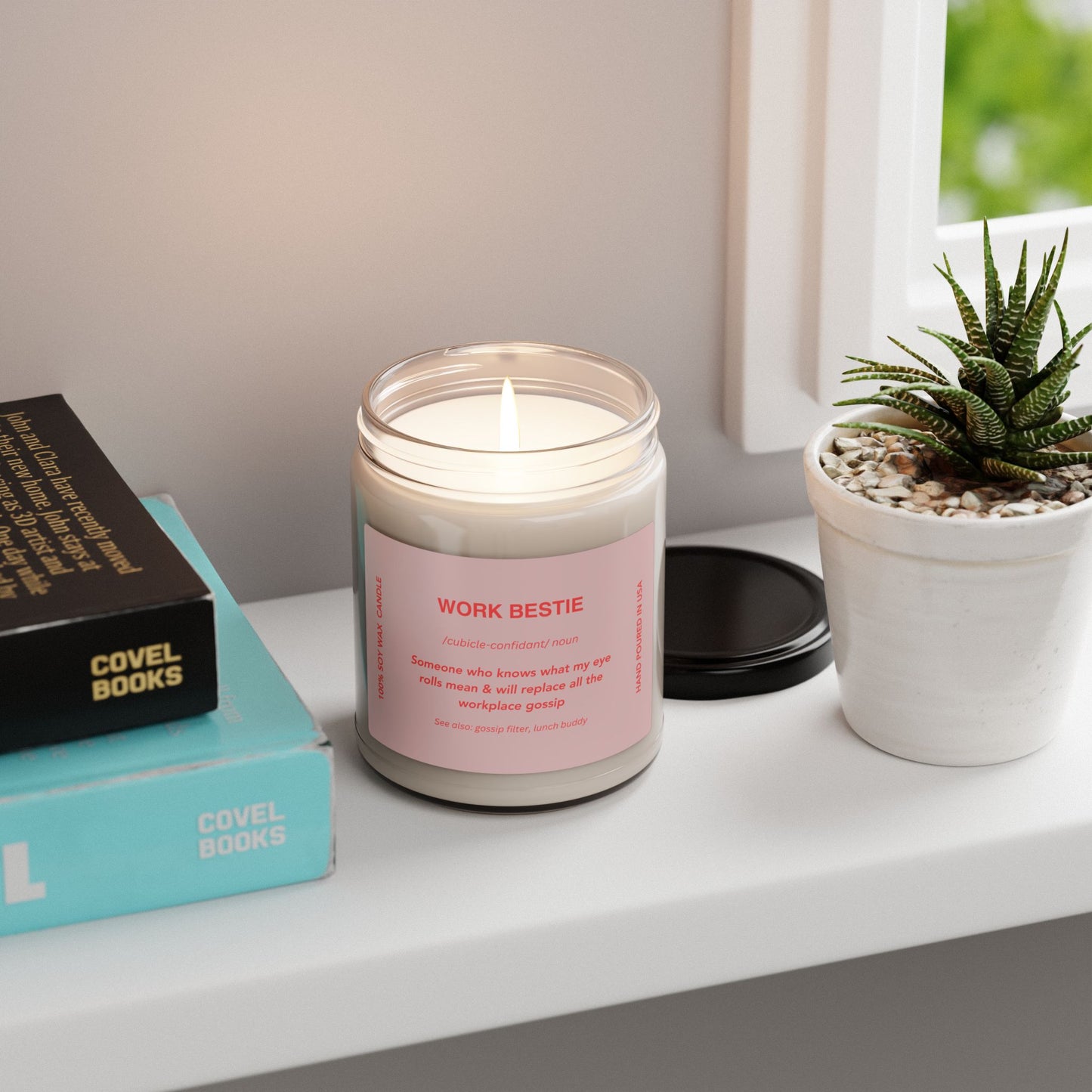 Work Bestie Scented Soy Candle, 9oz – Funny Gift for Coworkers and Office Friends