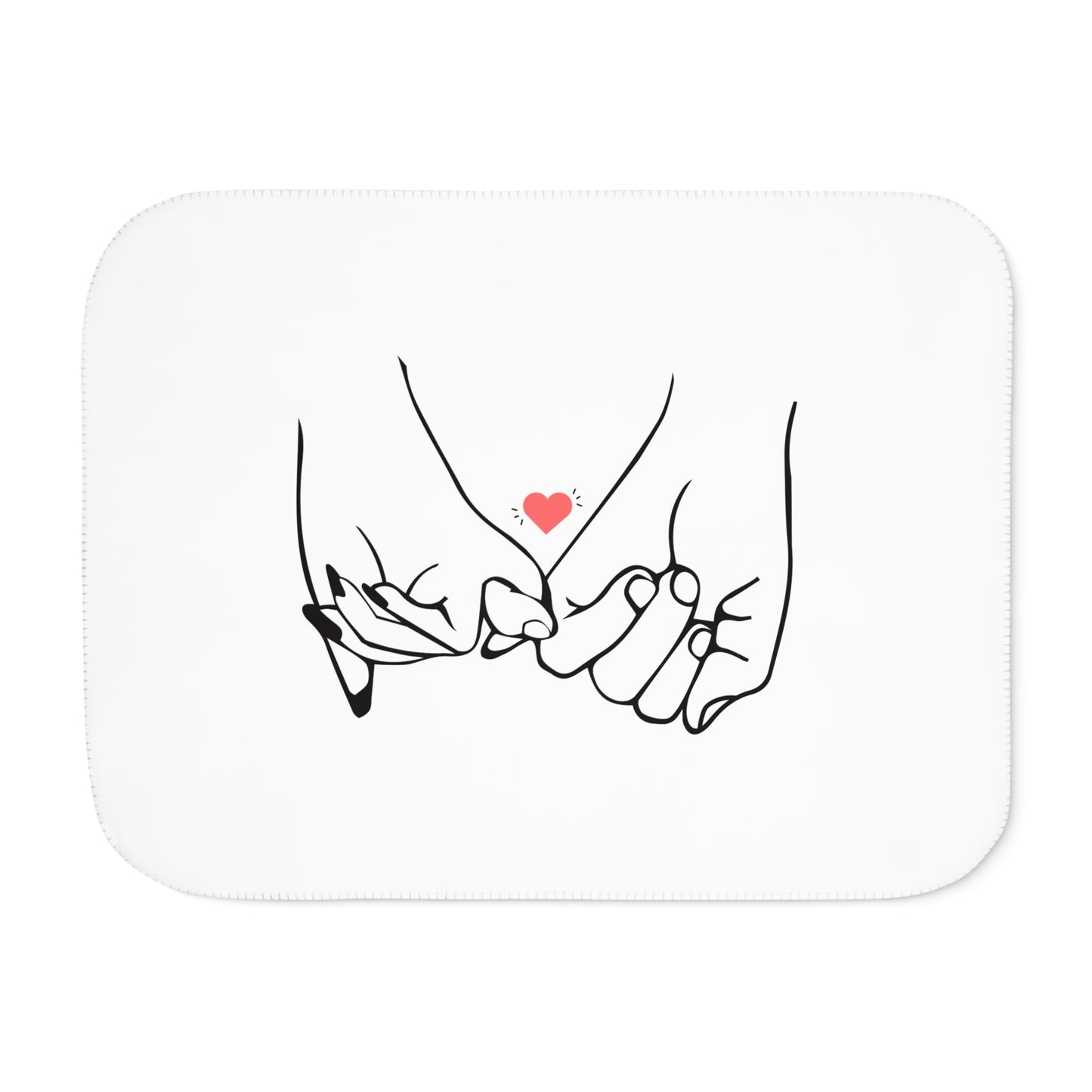 Couple's Hand with Heart Printed Sherpa Blenket for Valentine Day