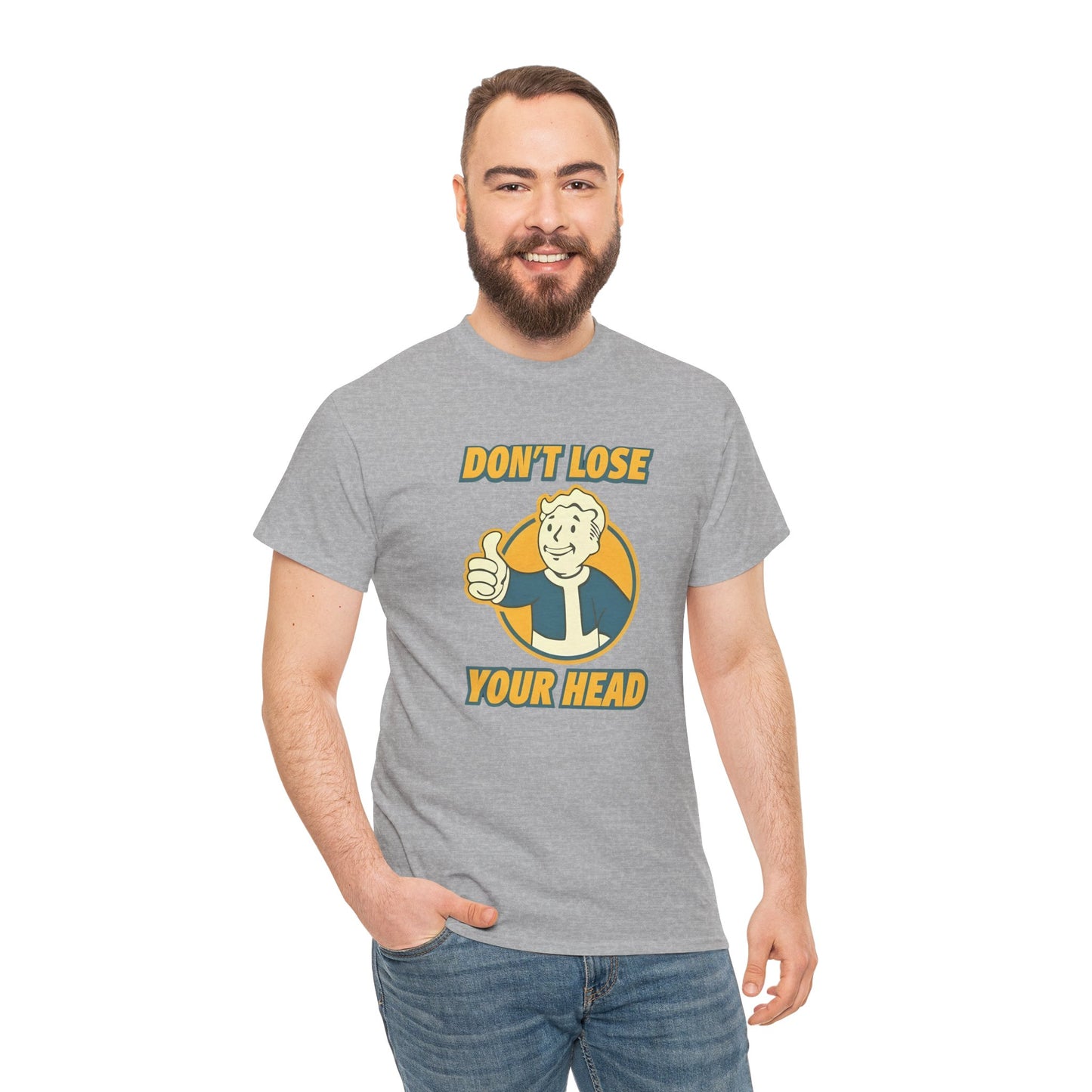 Fallout Vault Boy T-Shirt – “Don’t Lose Your Head” Graphic Tee, Gamer Shirt