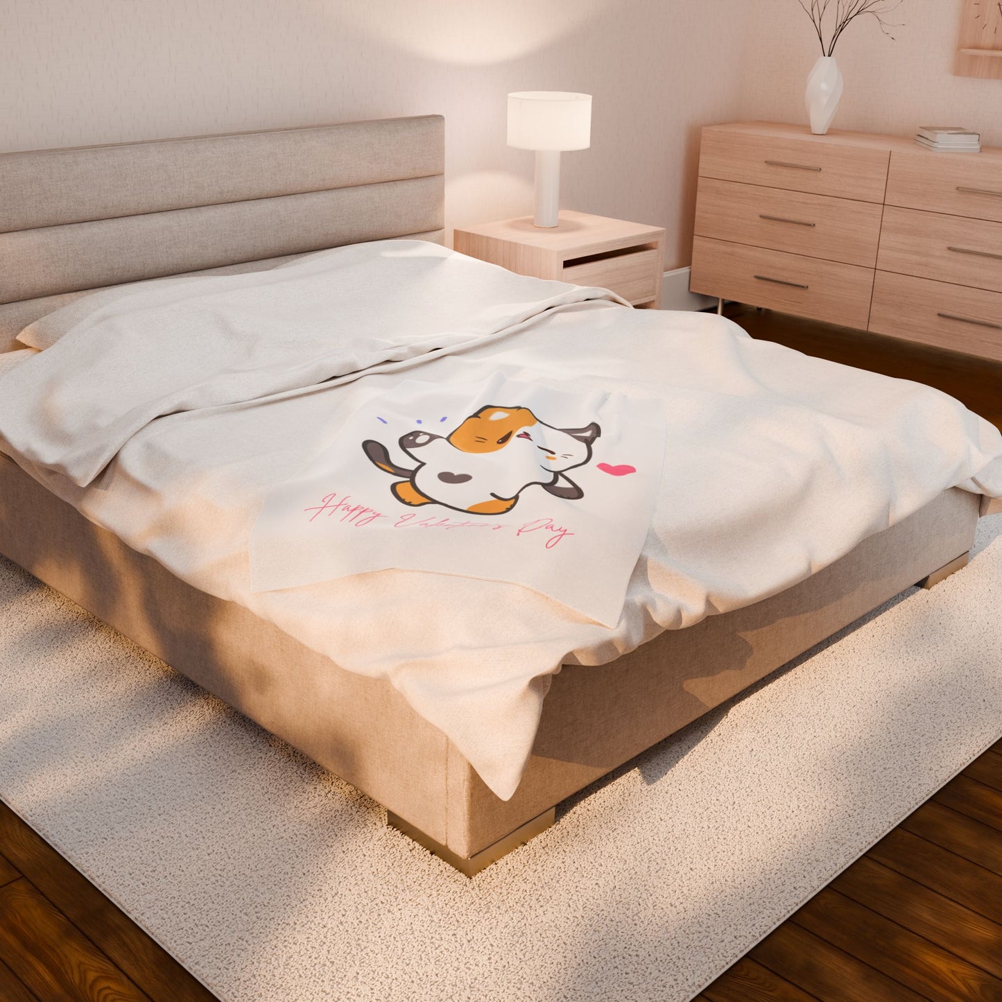 Happy Valentine Day Printed Velveteen Plush Blanket