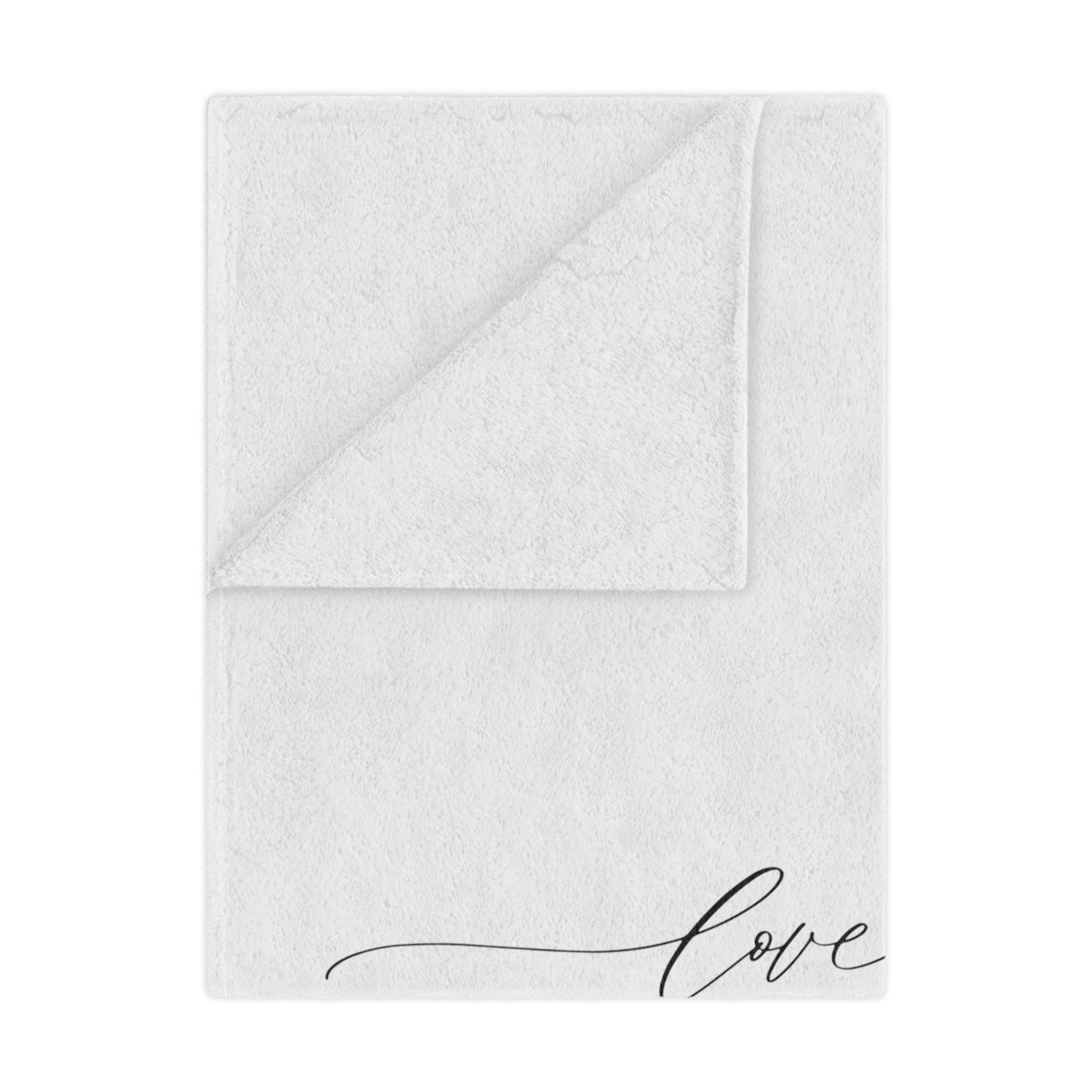 Love You Signature with Heart Printed Velveteen Minky Blanket for Valentine