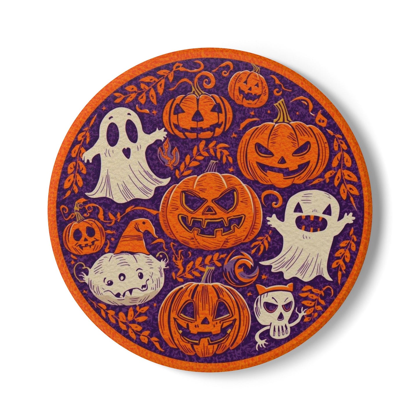 Playful Halloween Ceramic Coaster with Festive Design